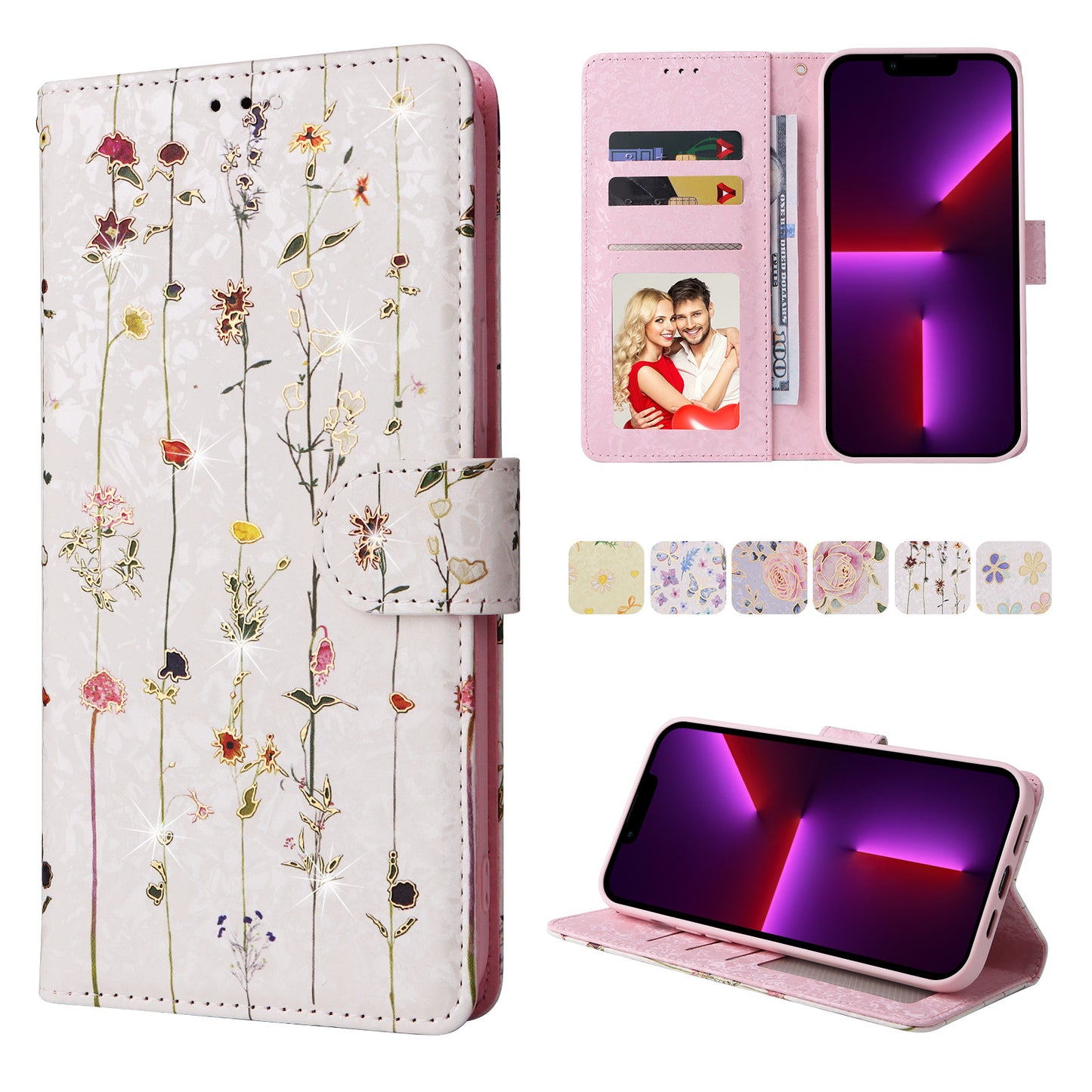 Anti-theft Brush Stamping Leather Flip Phone Case