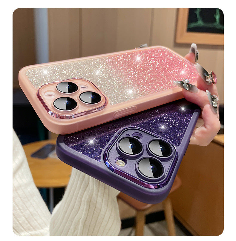 Gradient Rhinestone Soft Case for iPhone