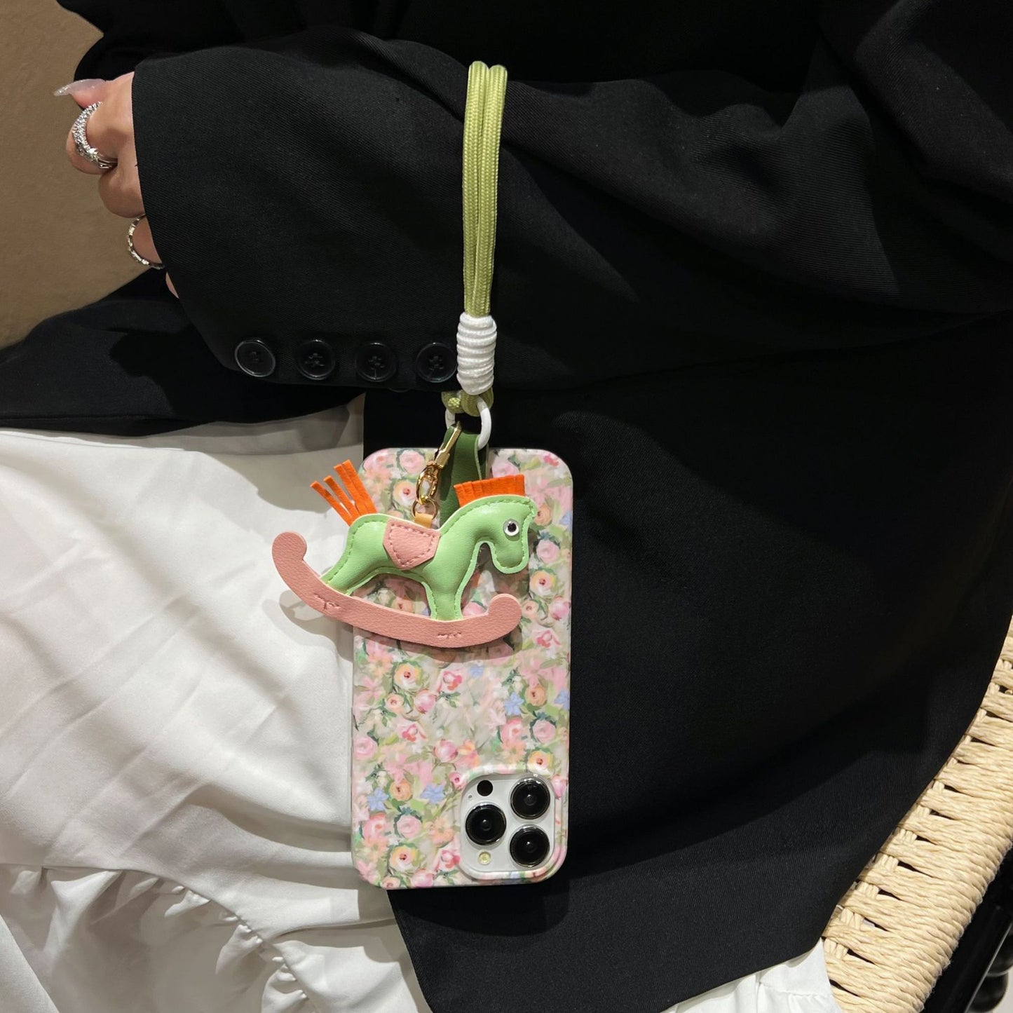 Pony Green Flower Silicone Phone Case for iPhone