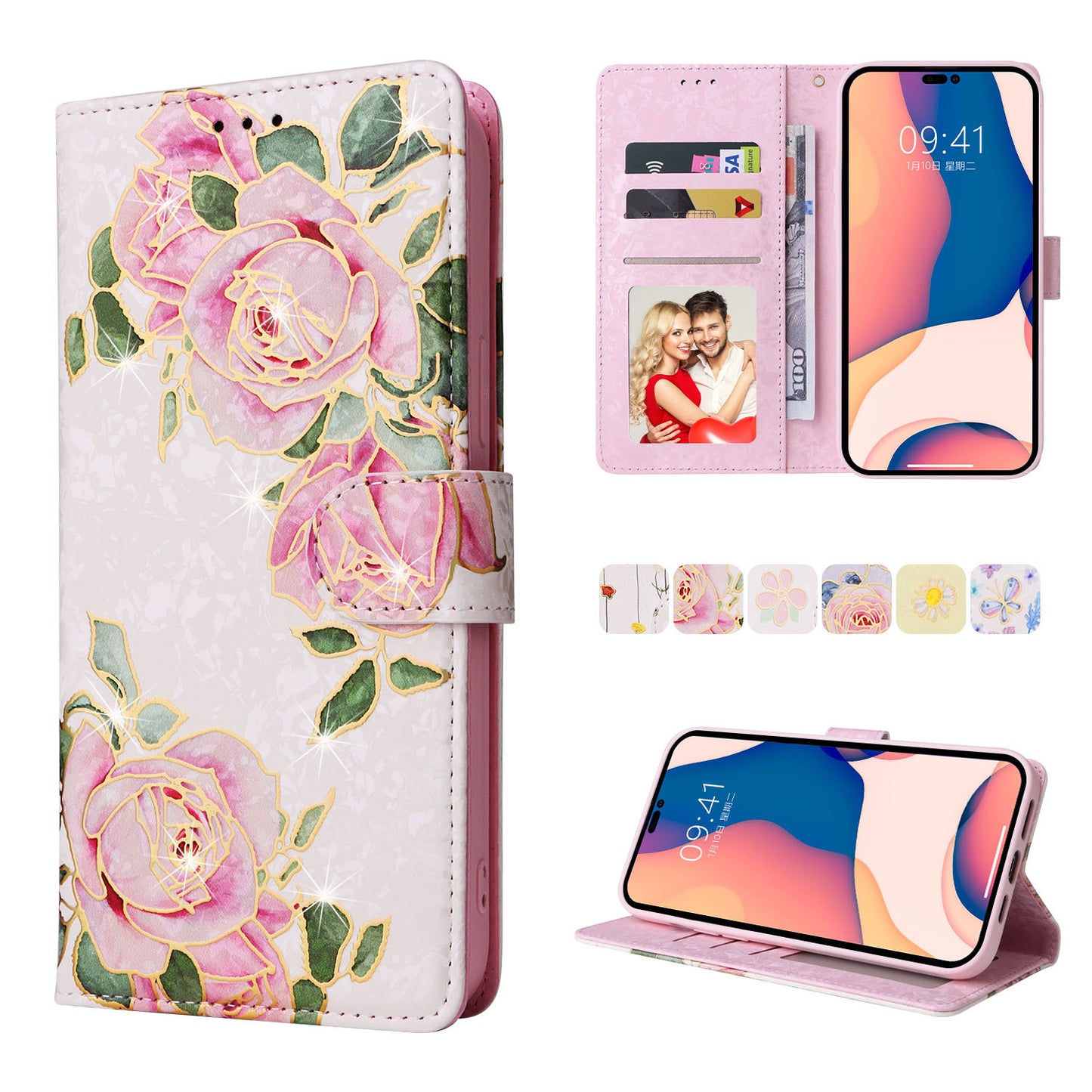 Anti-theft Brush Stamping Leather Flip Phone Case for Samsung Galaxy
