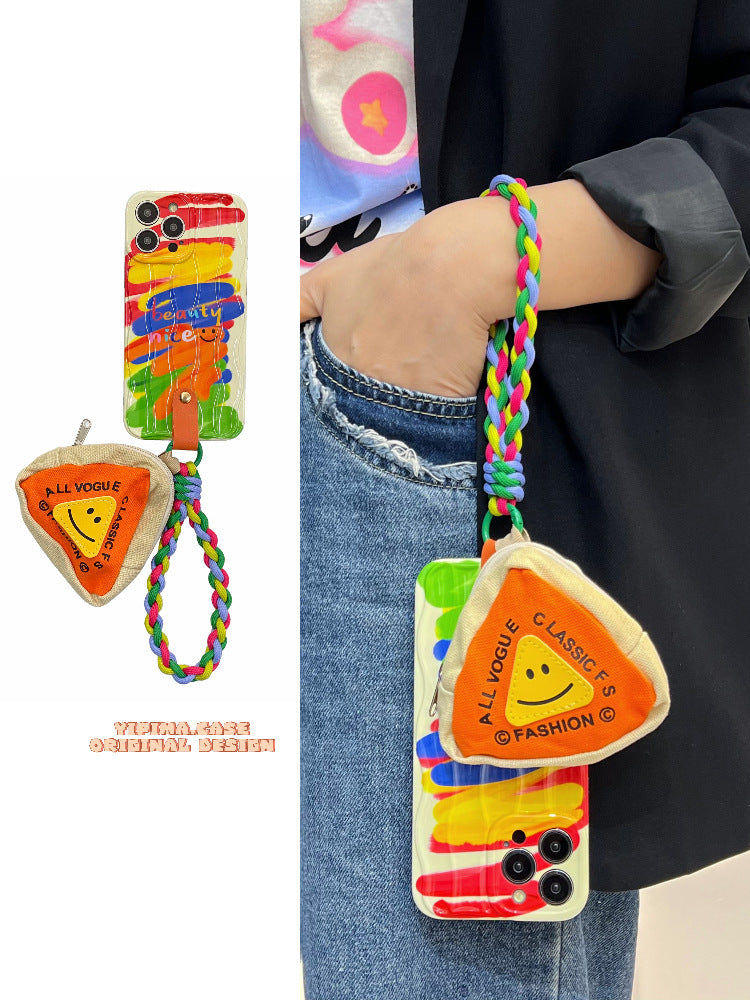 Rainbow Smiley Coin Purse Phone Case for iPhone