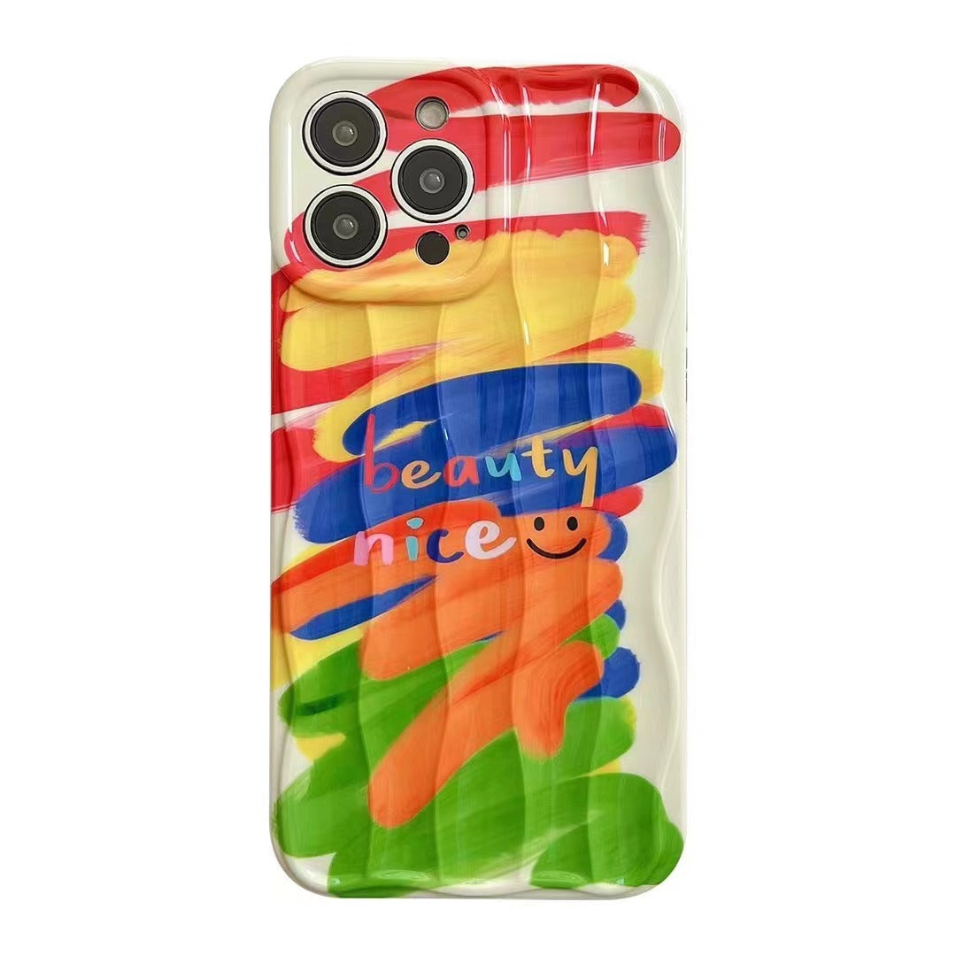Rainbow Smiley Coin Purse Phone Case for iPhone