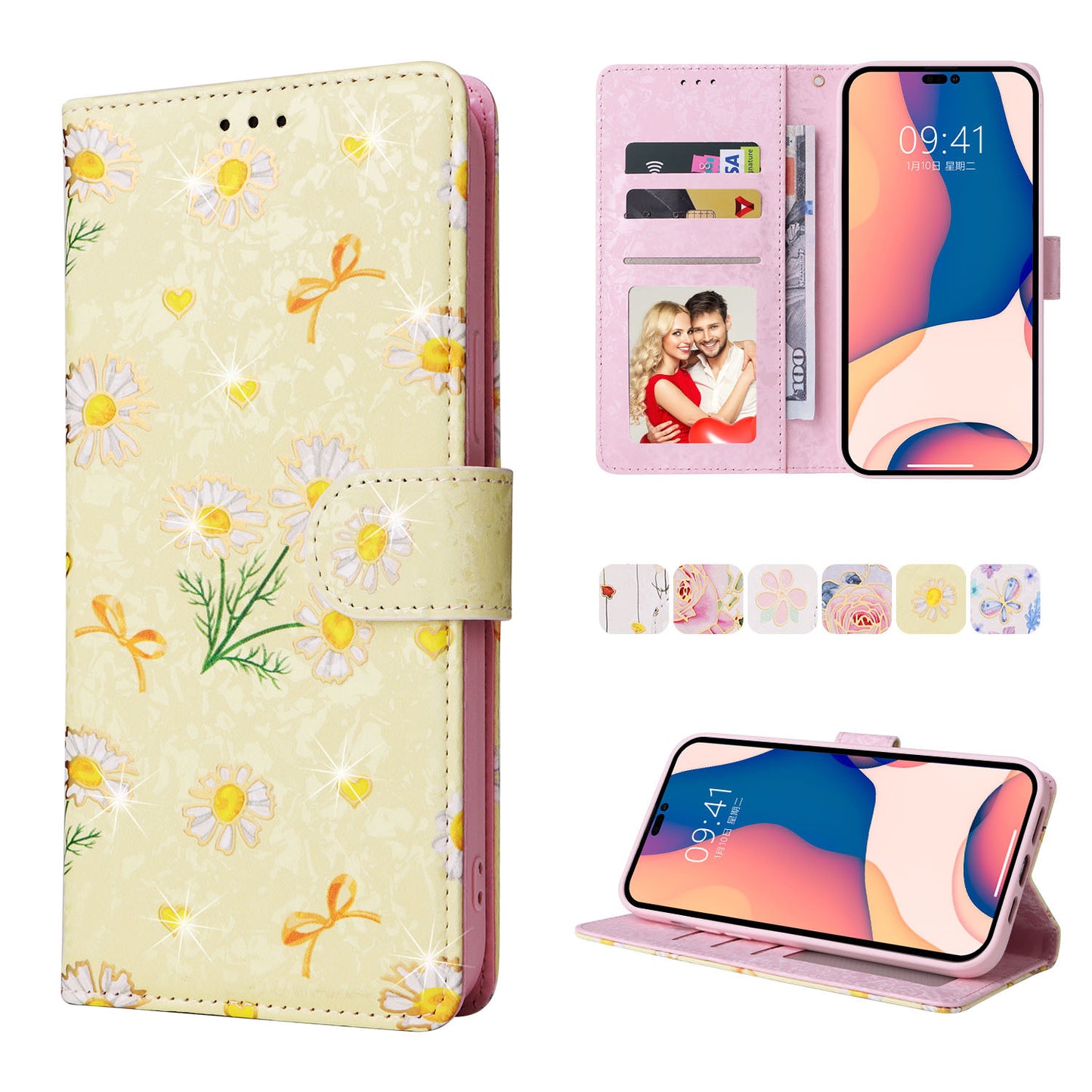 Anti-theft Brush Stamping Leather Flip Phone Case for Samsung Galaxy