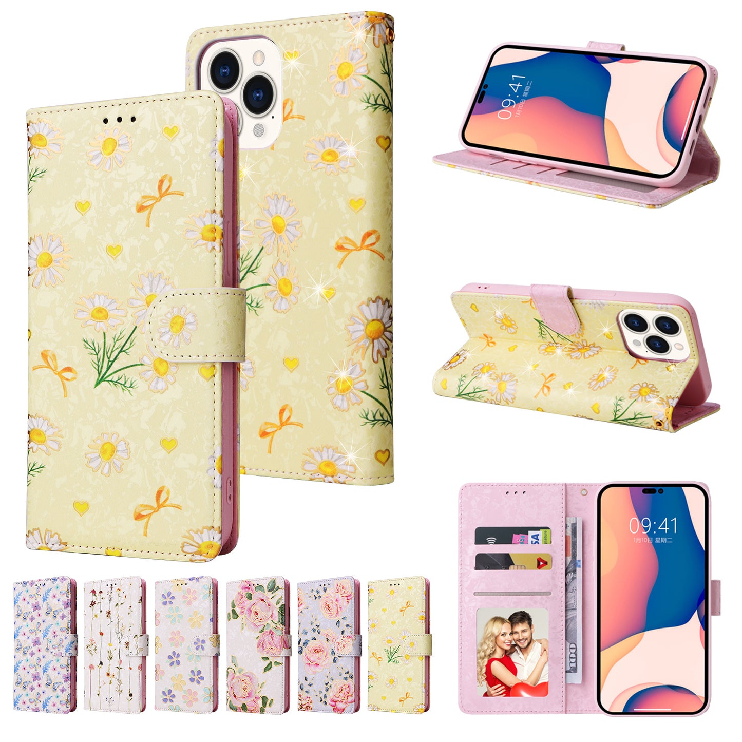 Anti-theft Brush Stamping Leather Flip Phone Case