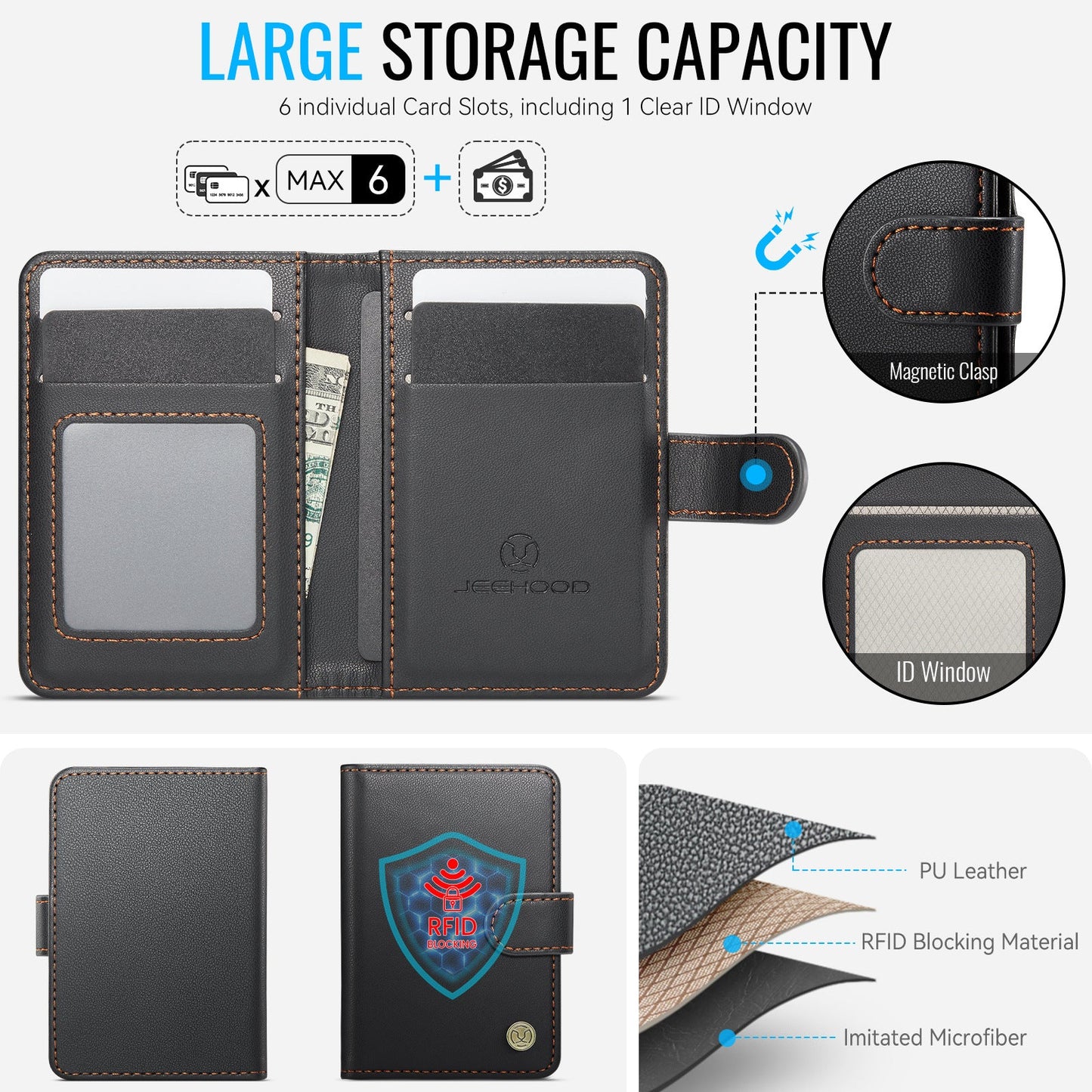 Universal RFID Leather MagSafe Card Holder for iPhone