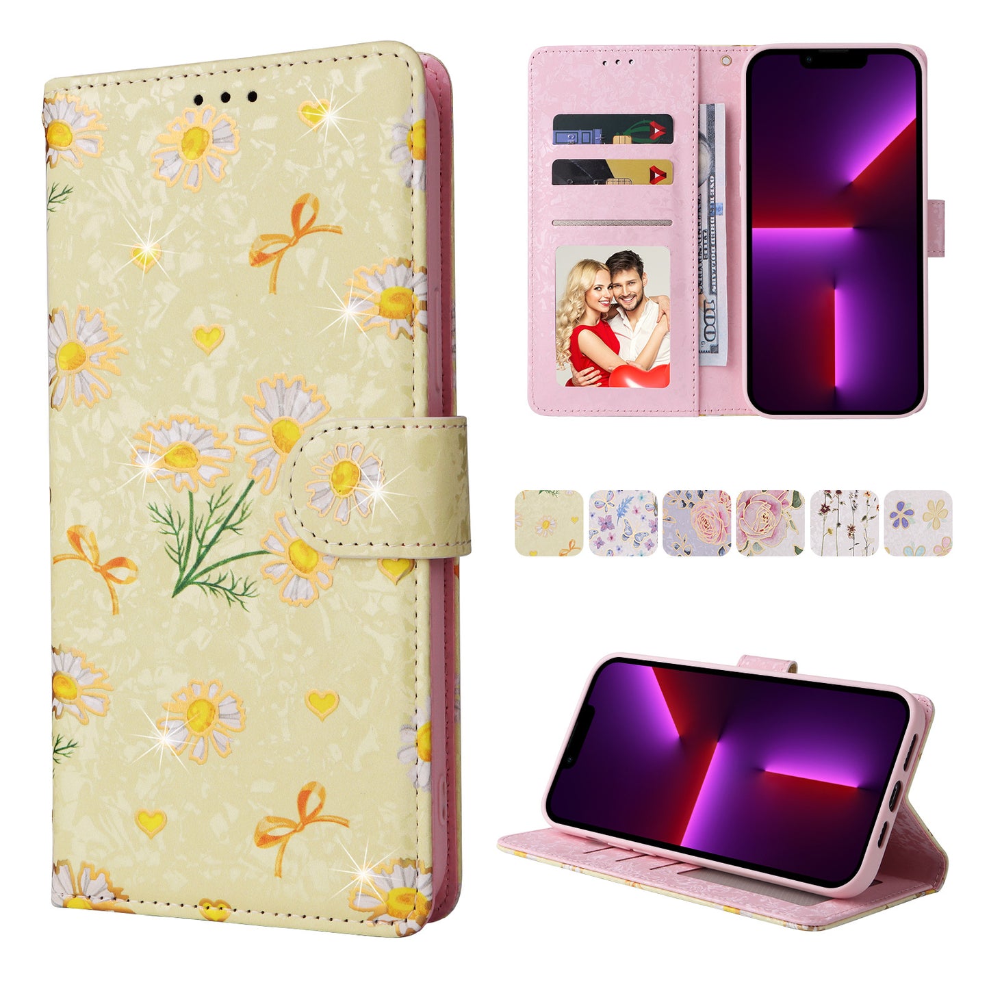 Anti-theft Brush Stamping Leather Flip Phone Case