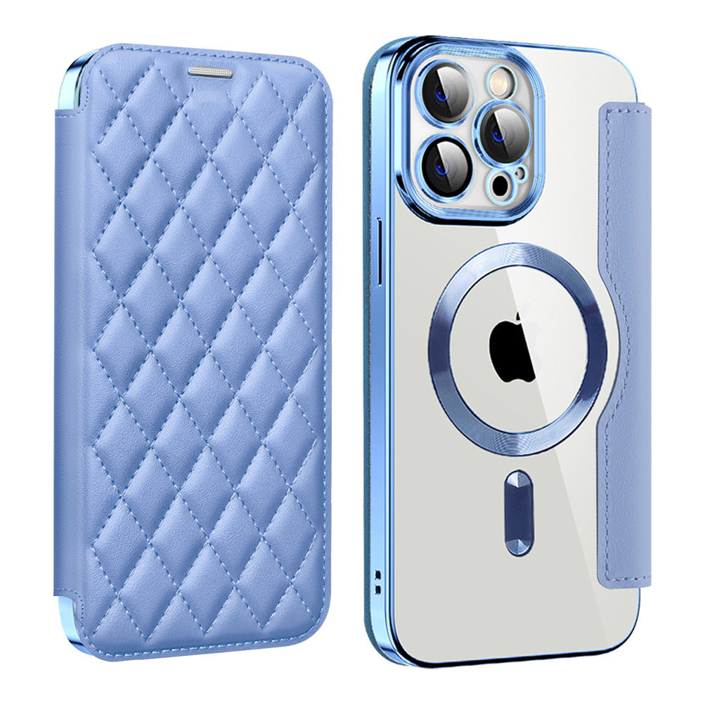 Diamond Grid Magnetic Flip Cover for iPhone