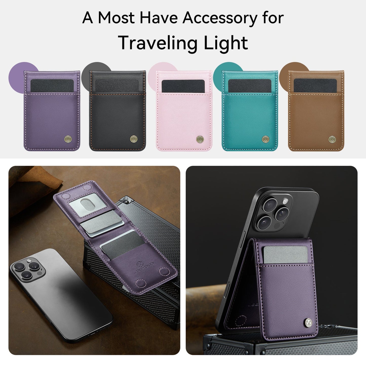 Universal RFID Leather MagSafe Card Holder for iPhone
