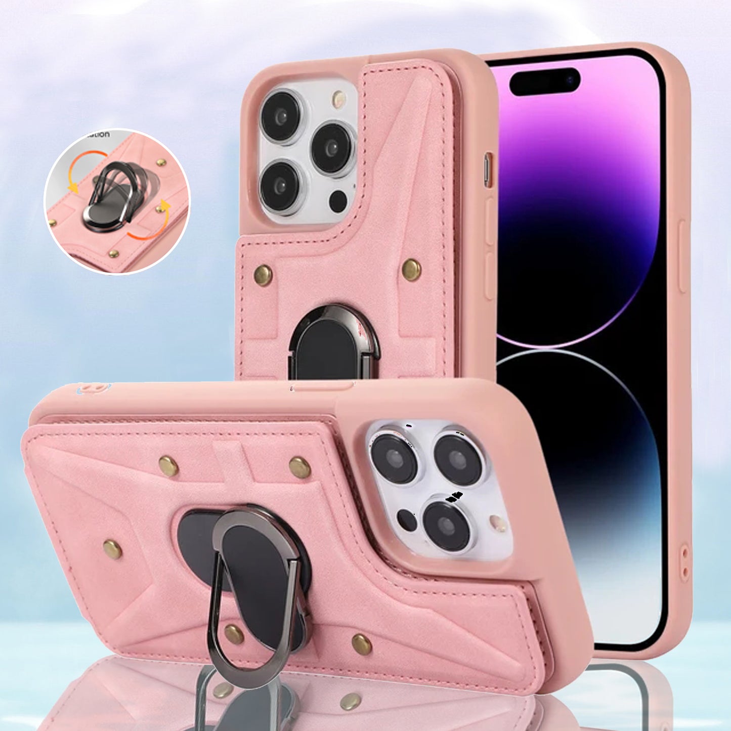 Leather Ring Stand Case for iPhone