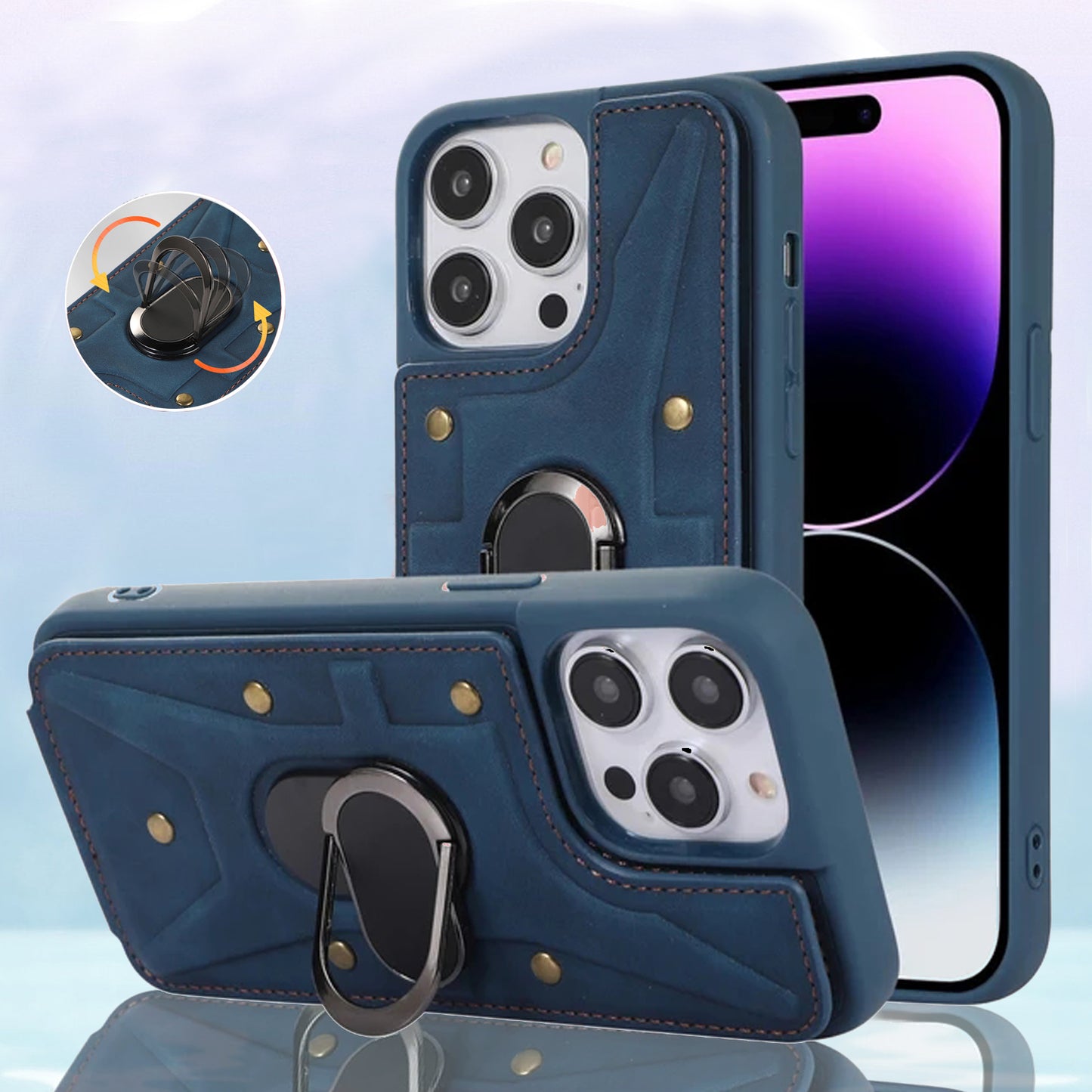 Leather Ring Stand Case for iPhone