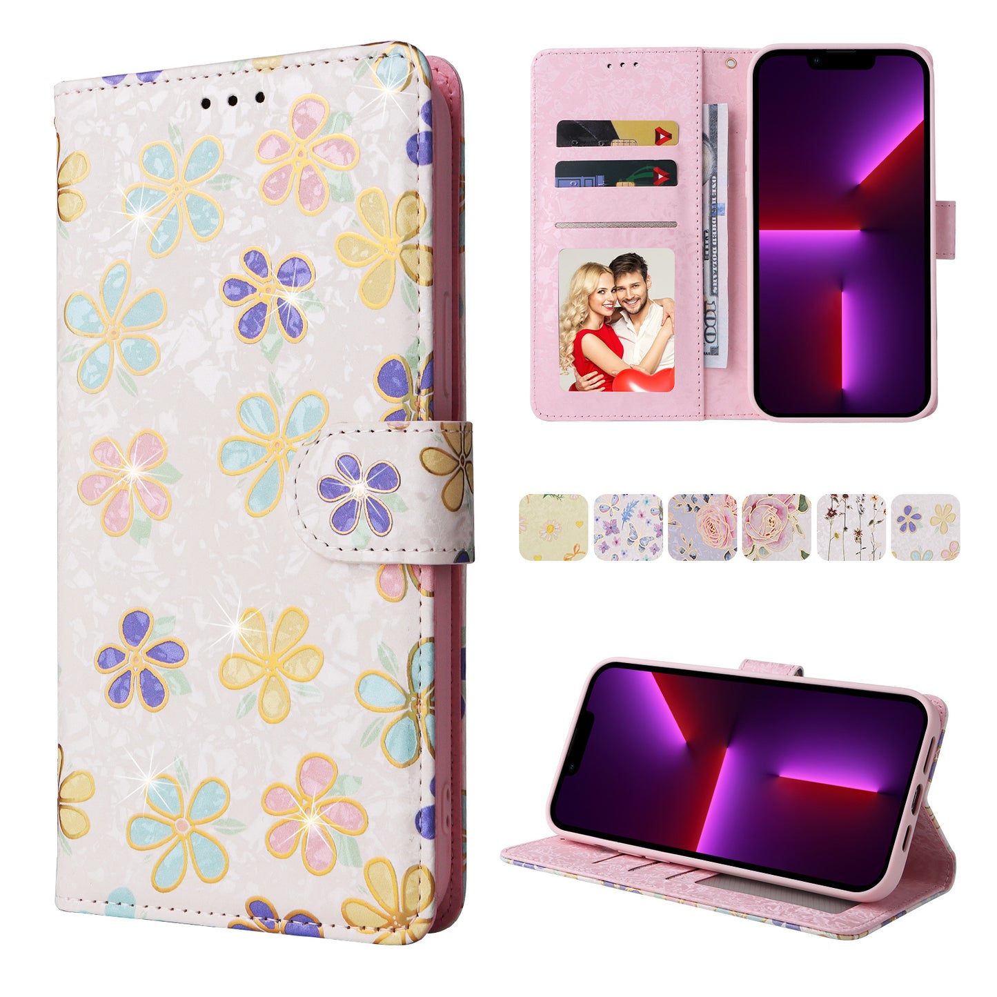 Anti-theft Brush Stamping Leather Flip Phone Case