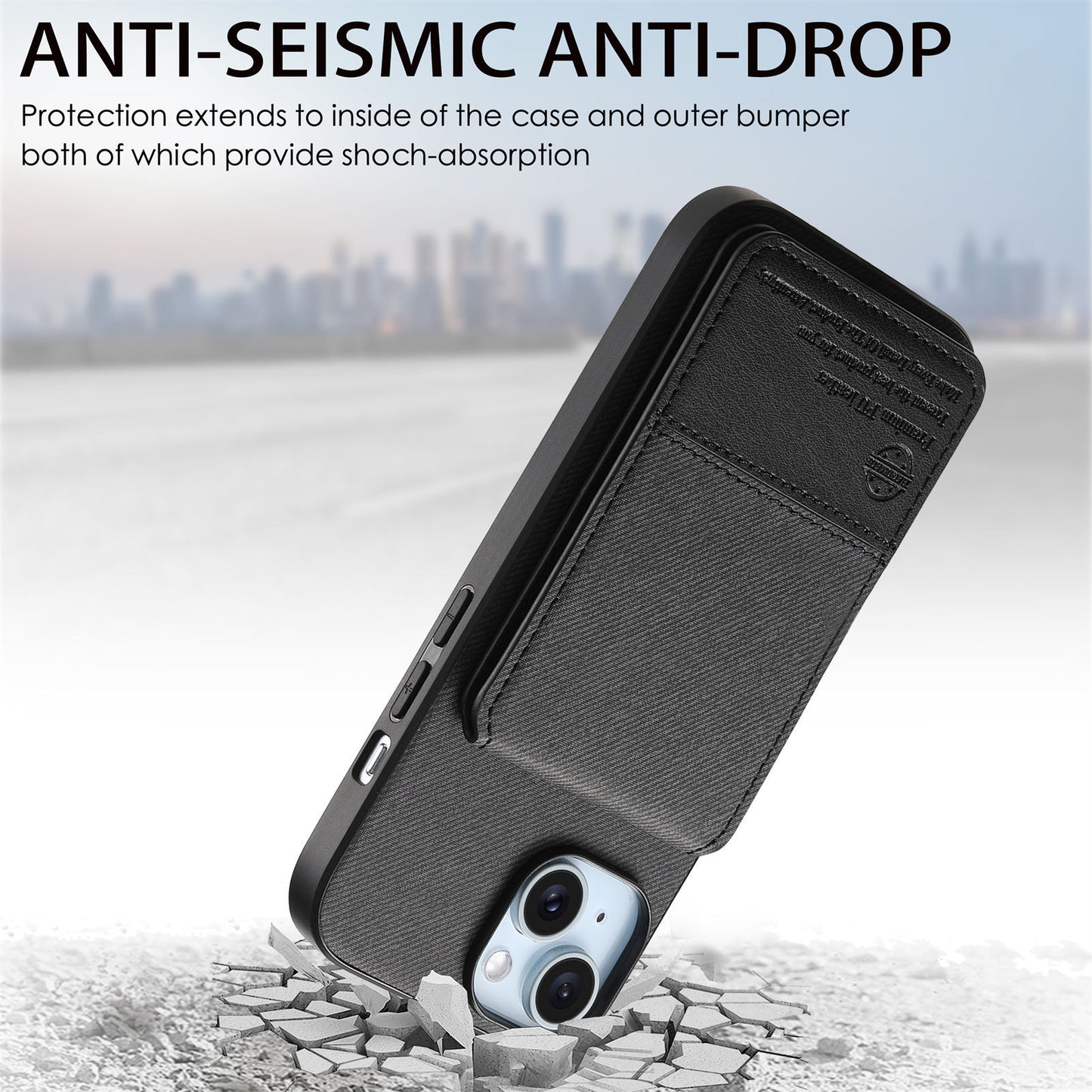 Leather Fabric Texture Phone Case with Card Holder for iPhone