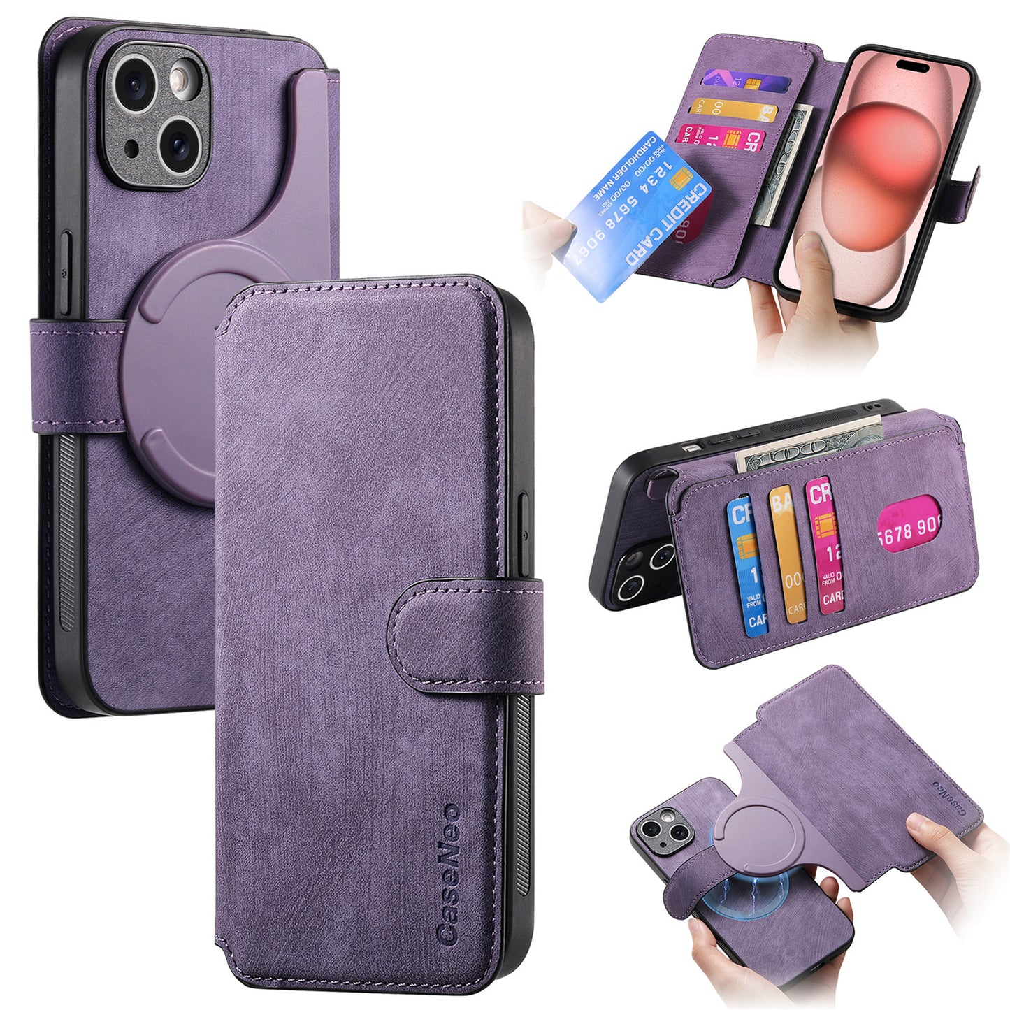 RFID 2-in-1 Detachable Wallet Magnetic Case for iPhone