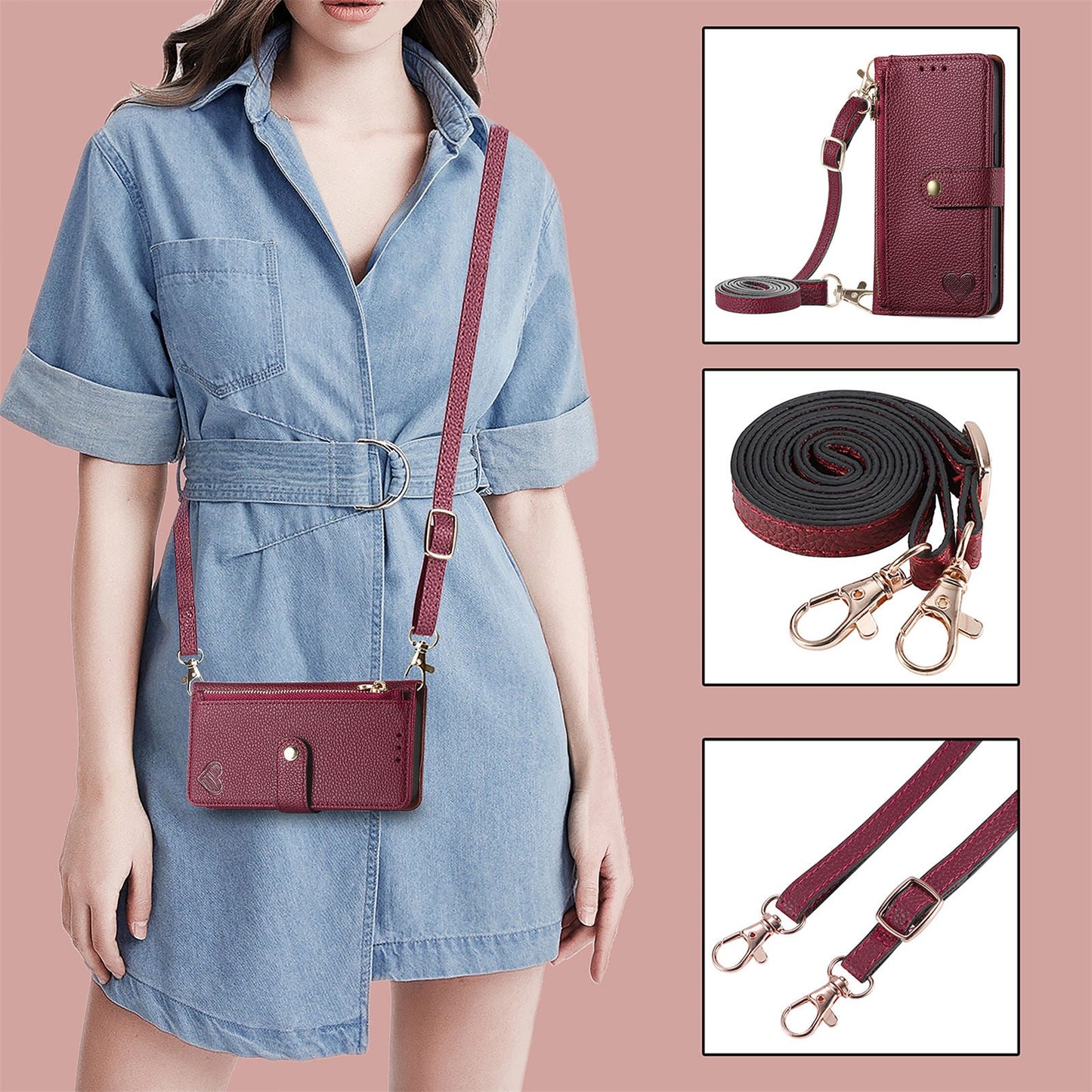 RFID Crossbody Wallet Flip Case for iPhone