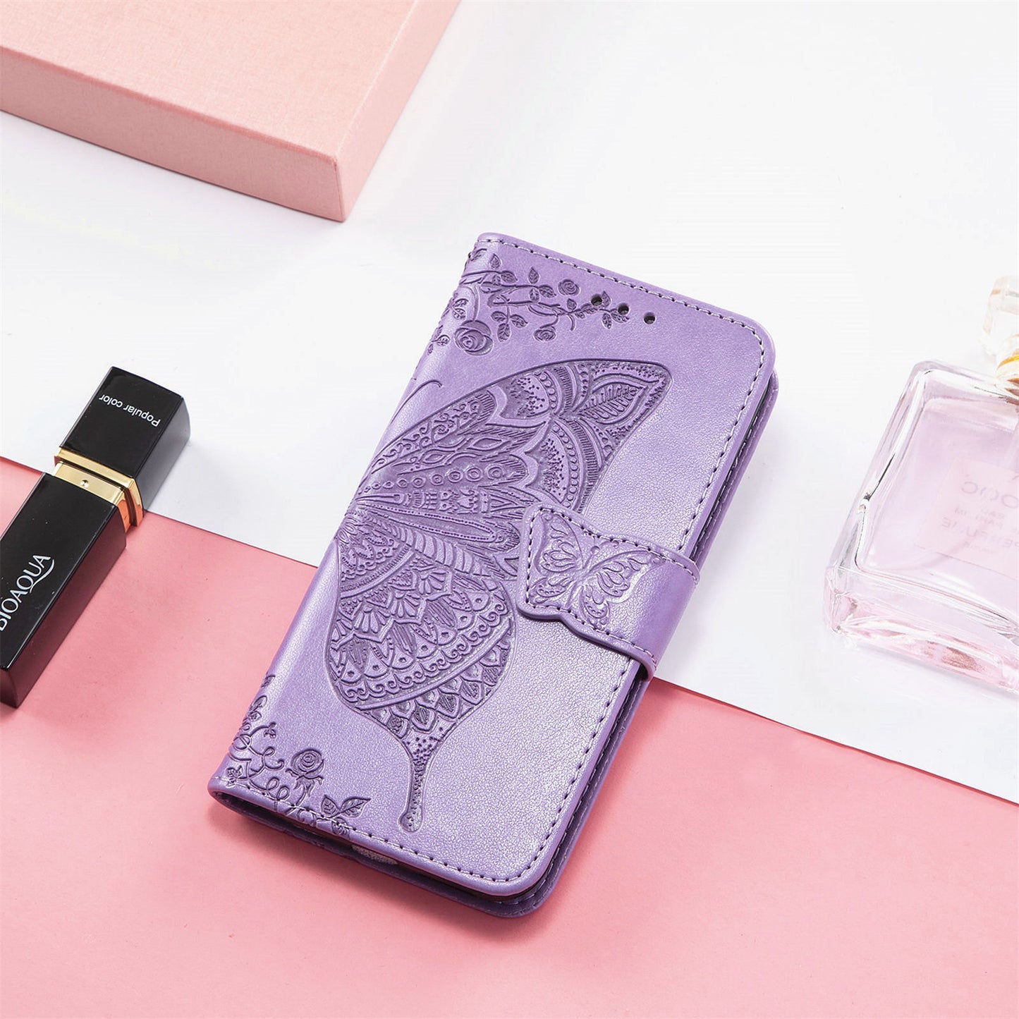Embossed Butterfly Wallet Flip Case For iPhone