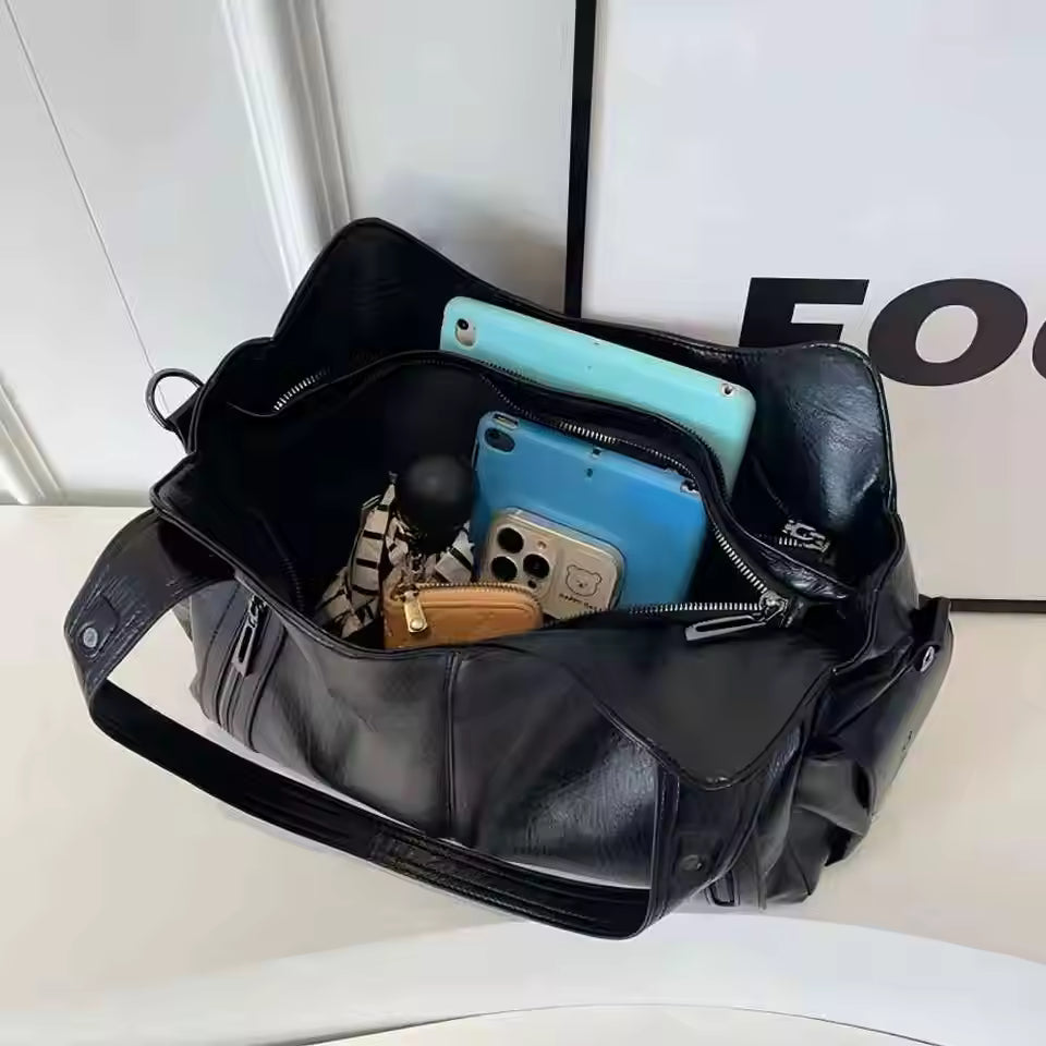 2025 Fashion Contrast Color Shoulder Bag - High-Quality Zippered PU Handbag for Women