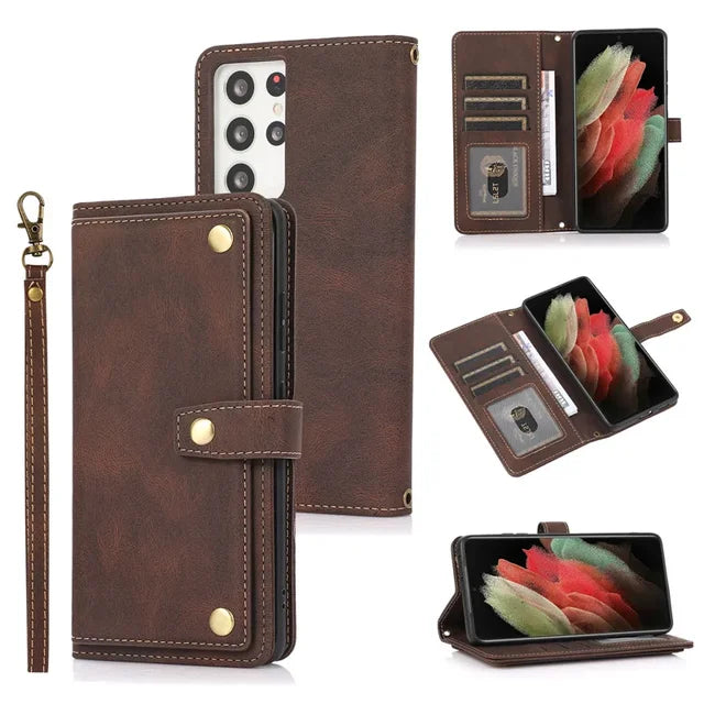 Long Lanyard Flip Leather Case for Samsung Galaxy