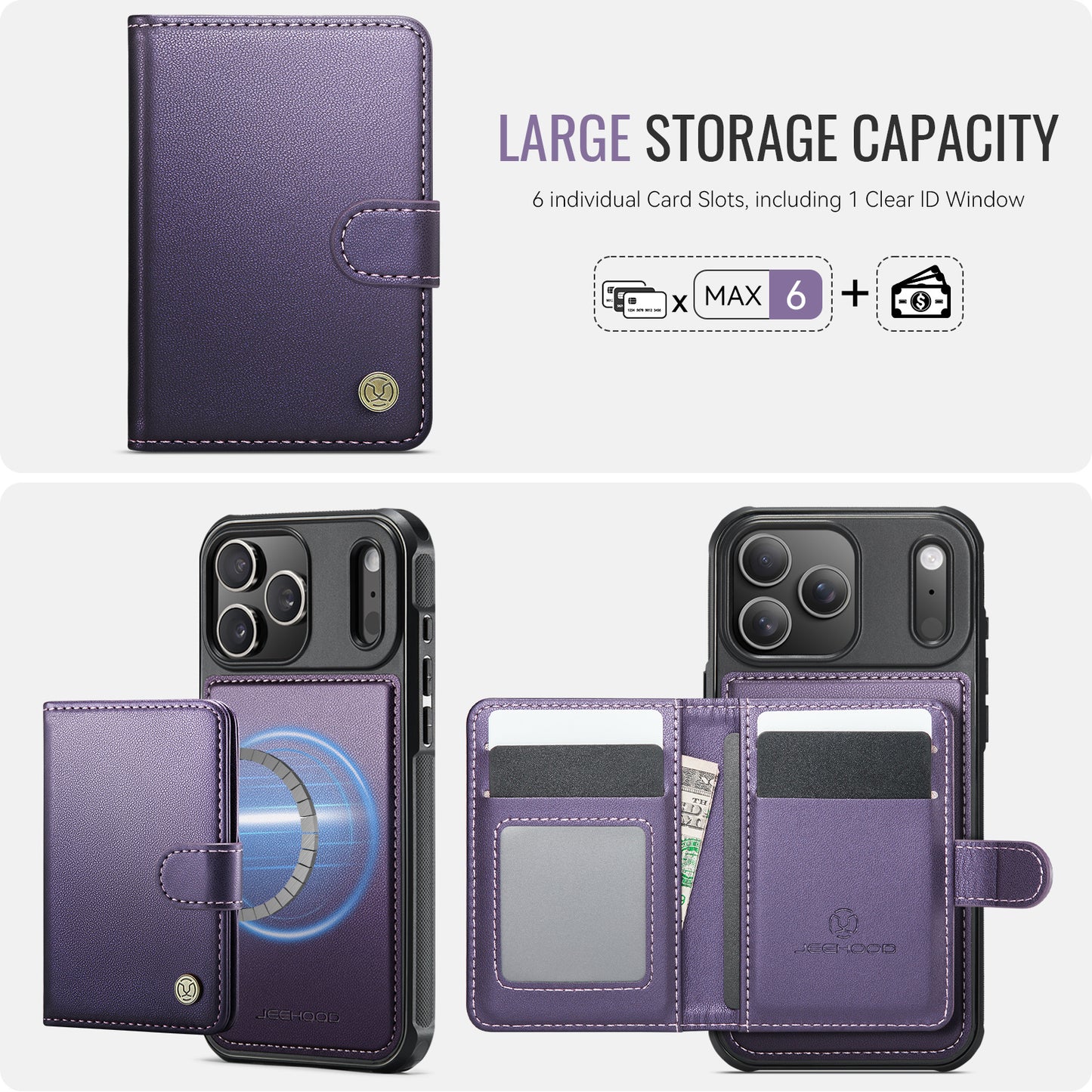 Detachable Magsafe Card Holder Phone Case for iPhone 17