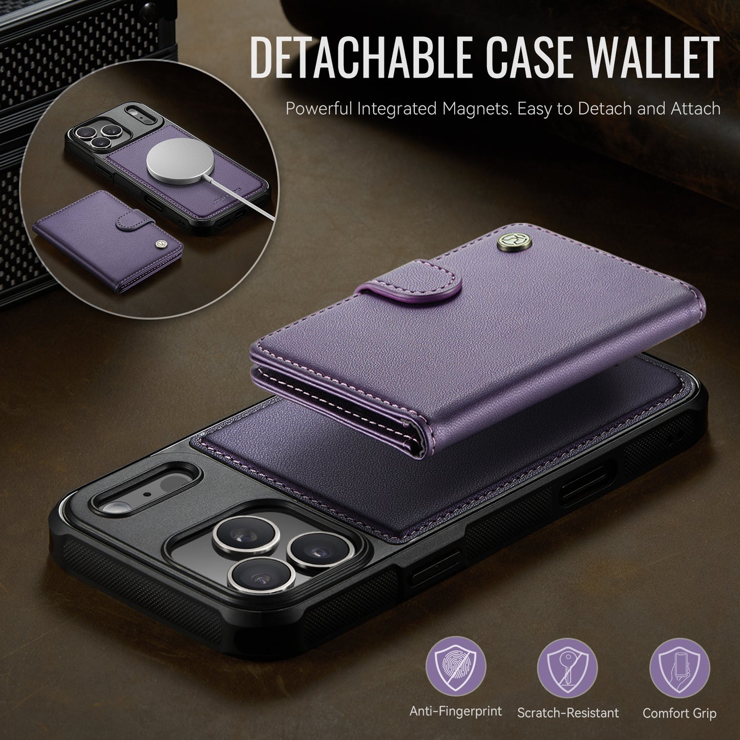 Detachable Magsafe Card Holder Phone Case for iPhone 17