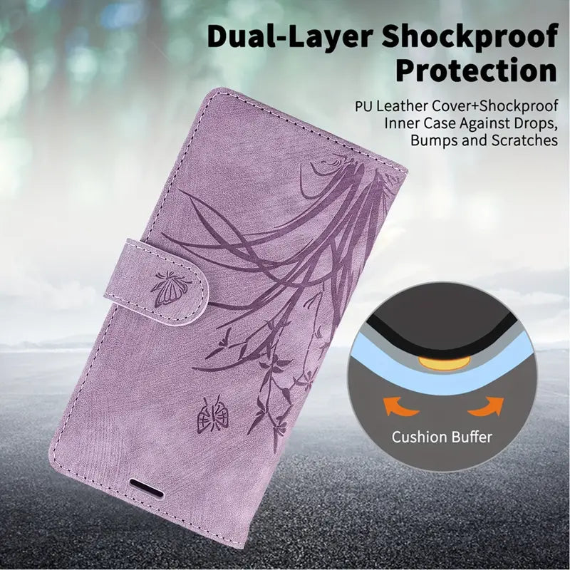 Stylish Flower Flip Case with Lanyard and Card Slot for Google Pixel