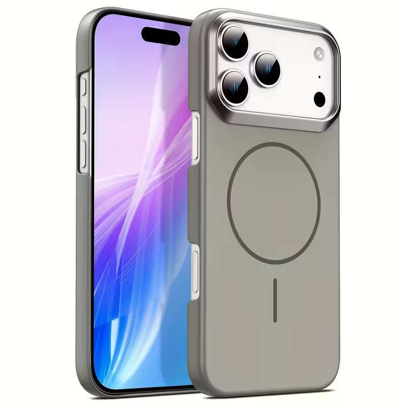 Luxury Metal Camera Frame Magnetic Matte Hard Phone Case Wireless Charging & Shockproof Protection