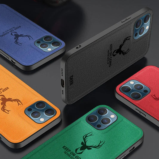 Square Leather Shockproof Case For iPhone