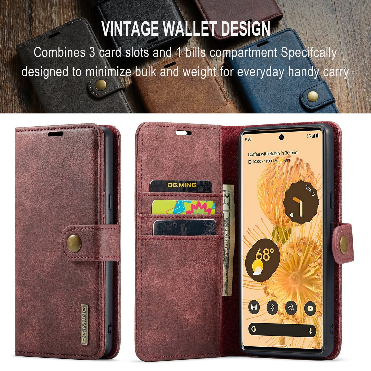 2 in 1 Detachable Flip Leather Case For Google Pixel