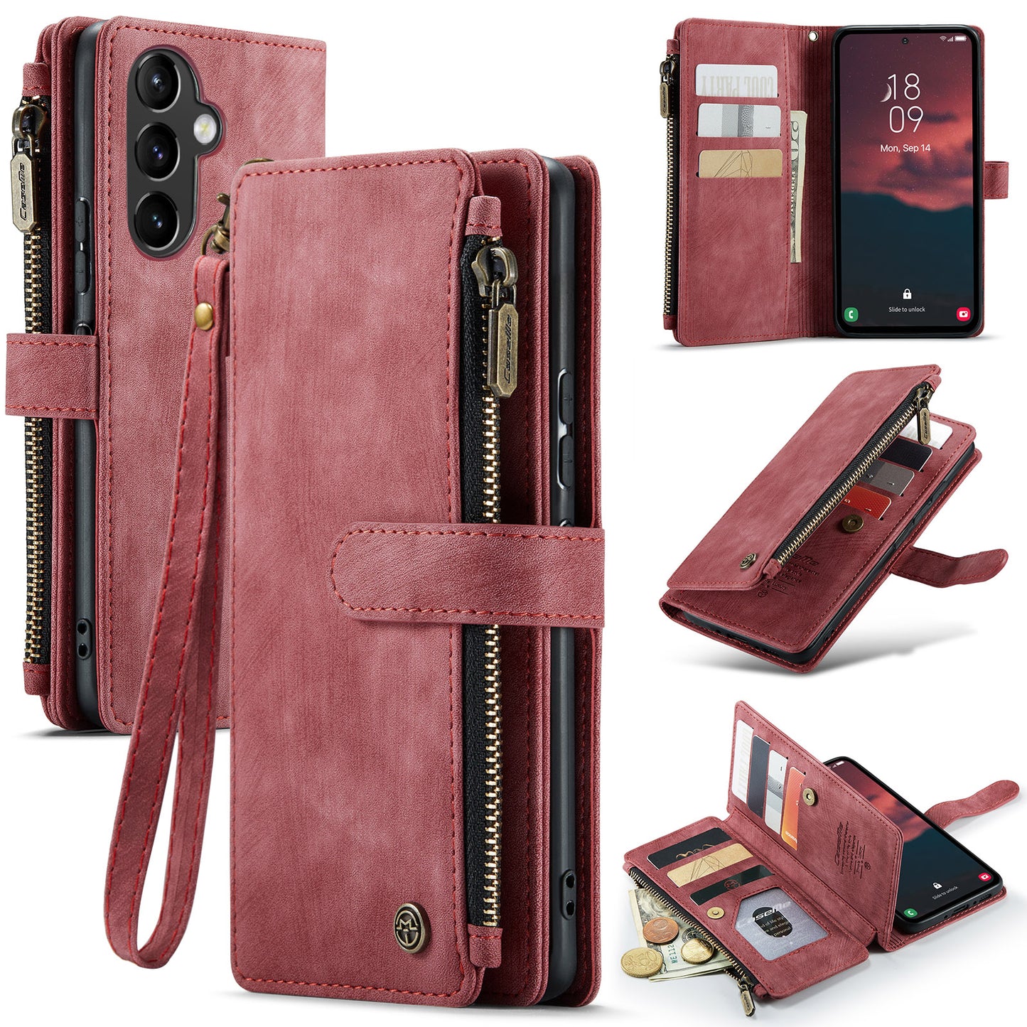 2-in-1 abnehmbare Leder-Brieftaschenhülle für Samsung Galaxy
