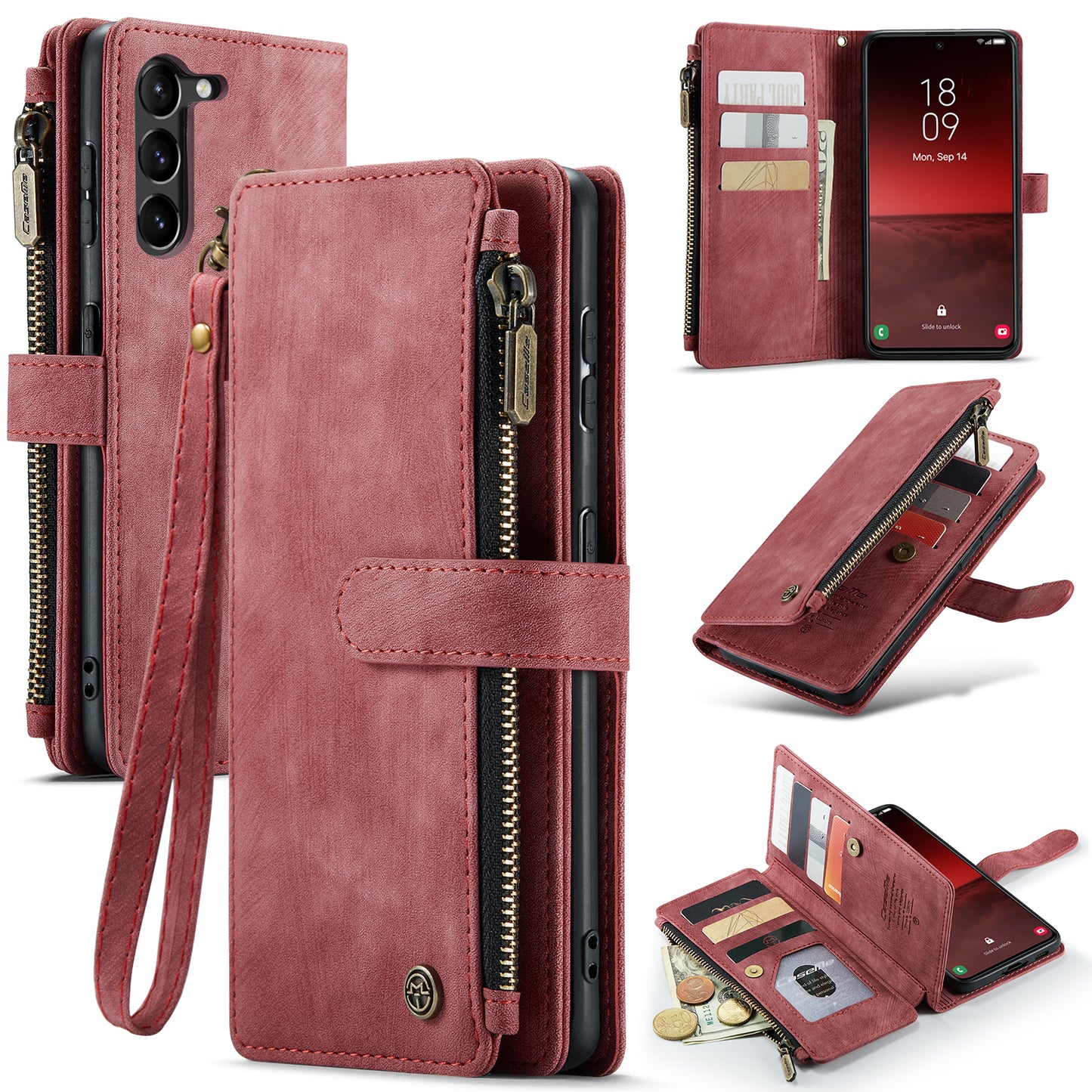 2-in-1 abnehmbare Leder-Brieftaschenhülle für Samsung Galaxy