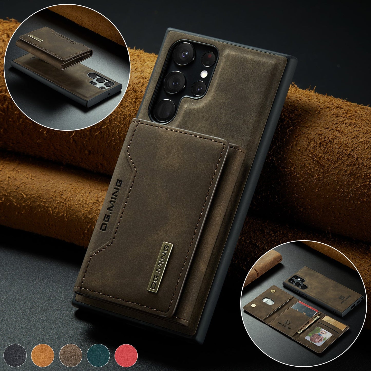 2-in-1 abnehmbare Leder-Brieftaschenhülle für Samsung Galaxy