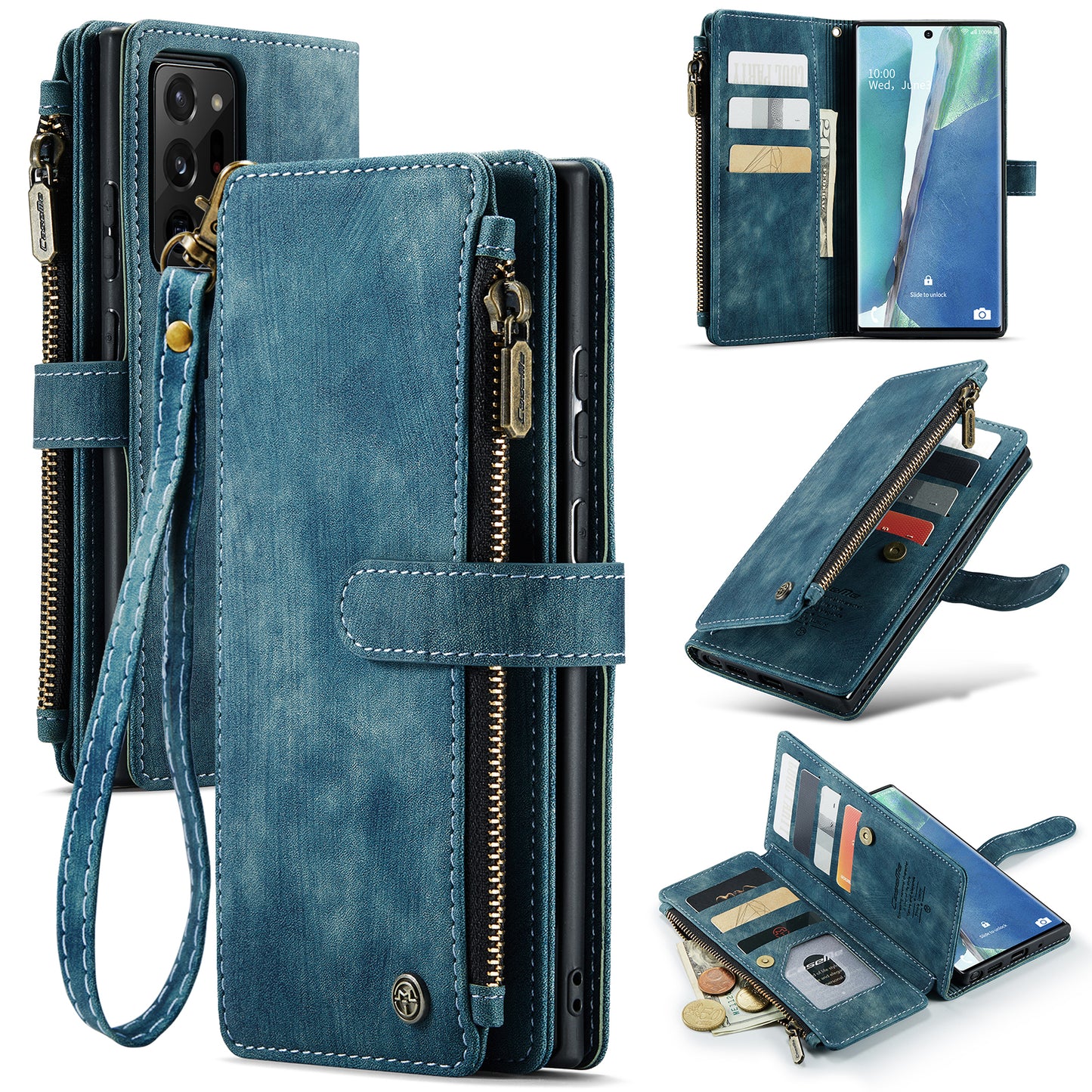 2-in-1 abnehmbare Leder-Brieftaschenhülle für Samsung Galaxy