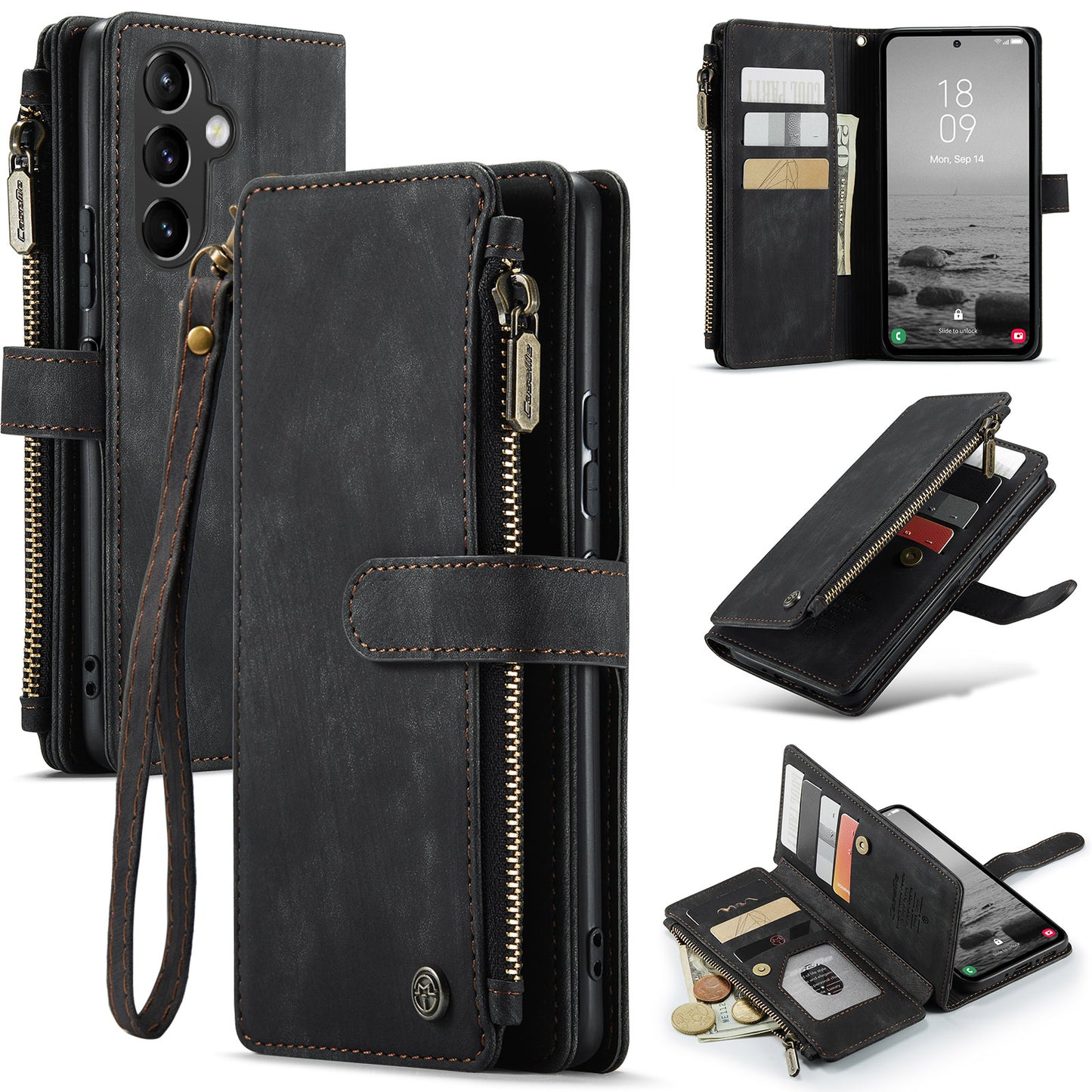 2-in-1 abnehmbare Leder-Brieftaschenhülle für Samsung Galaxy