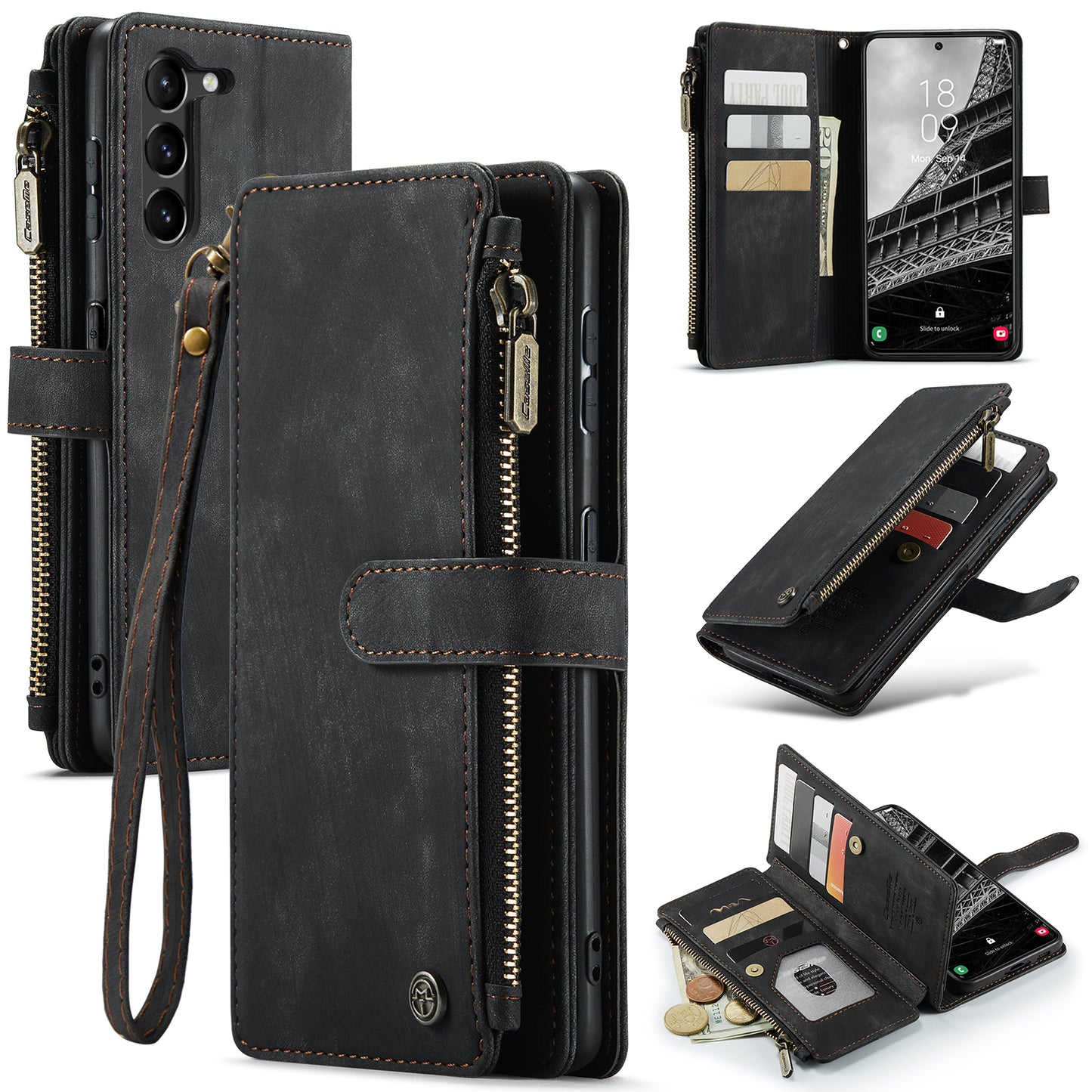 2-in-1 abnehmbare Leder-Brieftaschenhülle für Samsung Galaxy