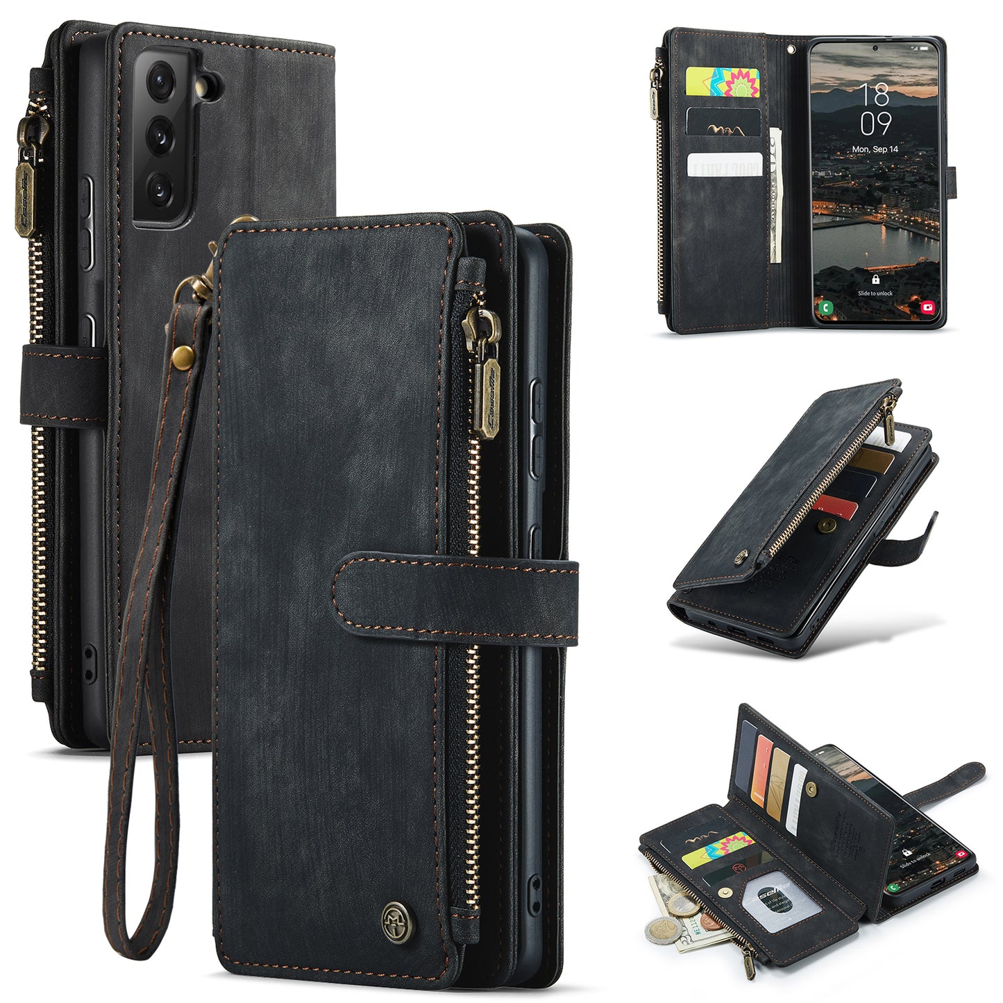 2-in-1 abnehmbare Leder-Brieftaschenhülle für Samsung Galaxy