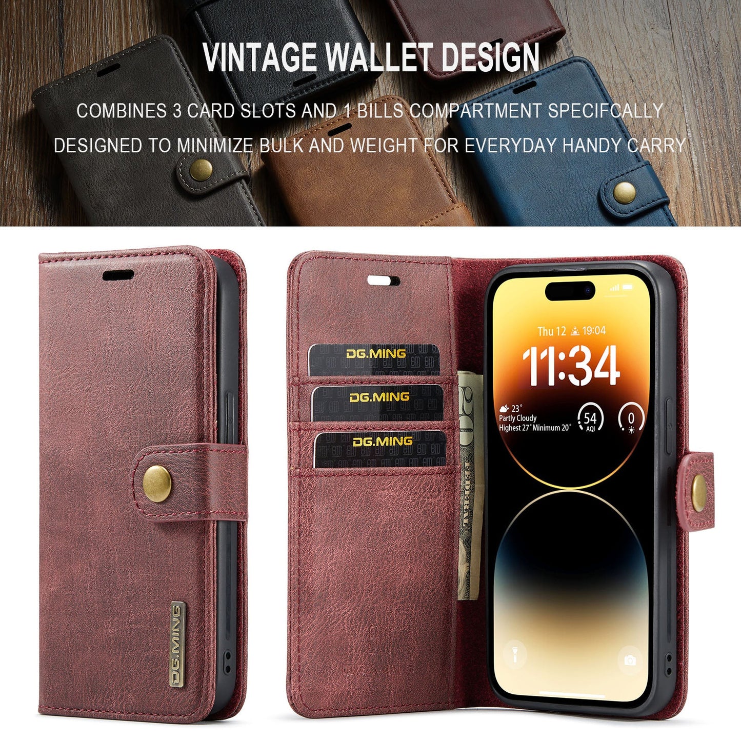 2 in 1 Detachable Flip Leather Case For iPhone