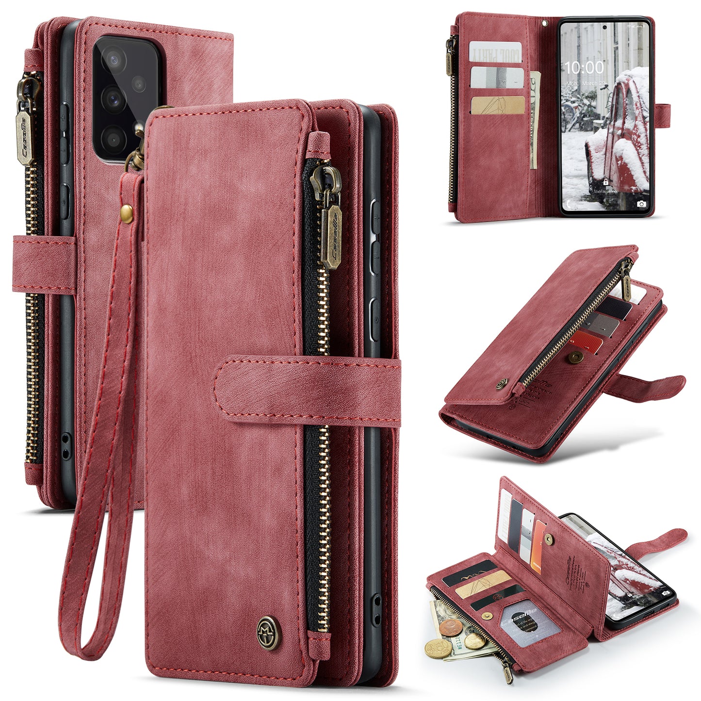2-in-1 abnehmbare Leder-Brieftaschenhülle für Samsung Galaxy