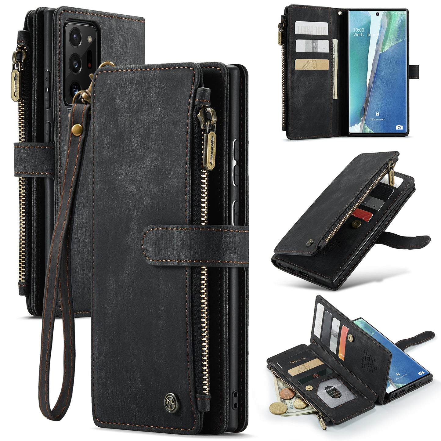 2-in-1 abnehmbare Leder-Brieftaschenhülle für Samsung Galaxy