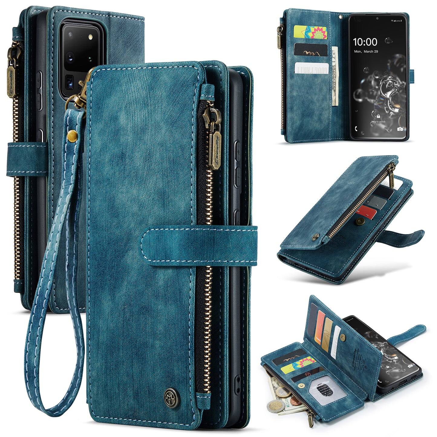 2-in-1 abnehmbare Leder-Brieftaschenhülle für Samsung Galaxy