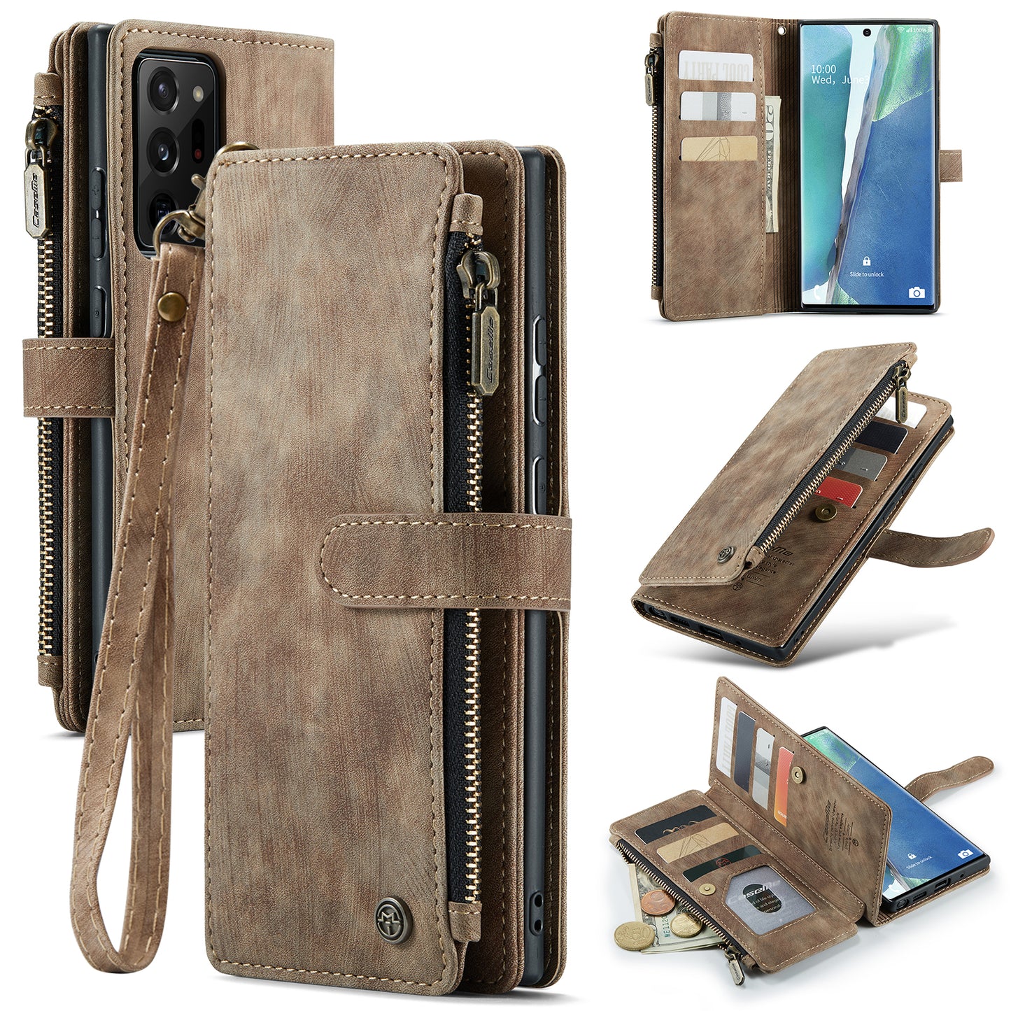 2-in-1 abnehmbare Leder-Brieftaschenhülle für Samsung Galaxy