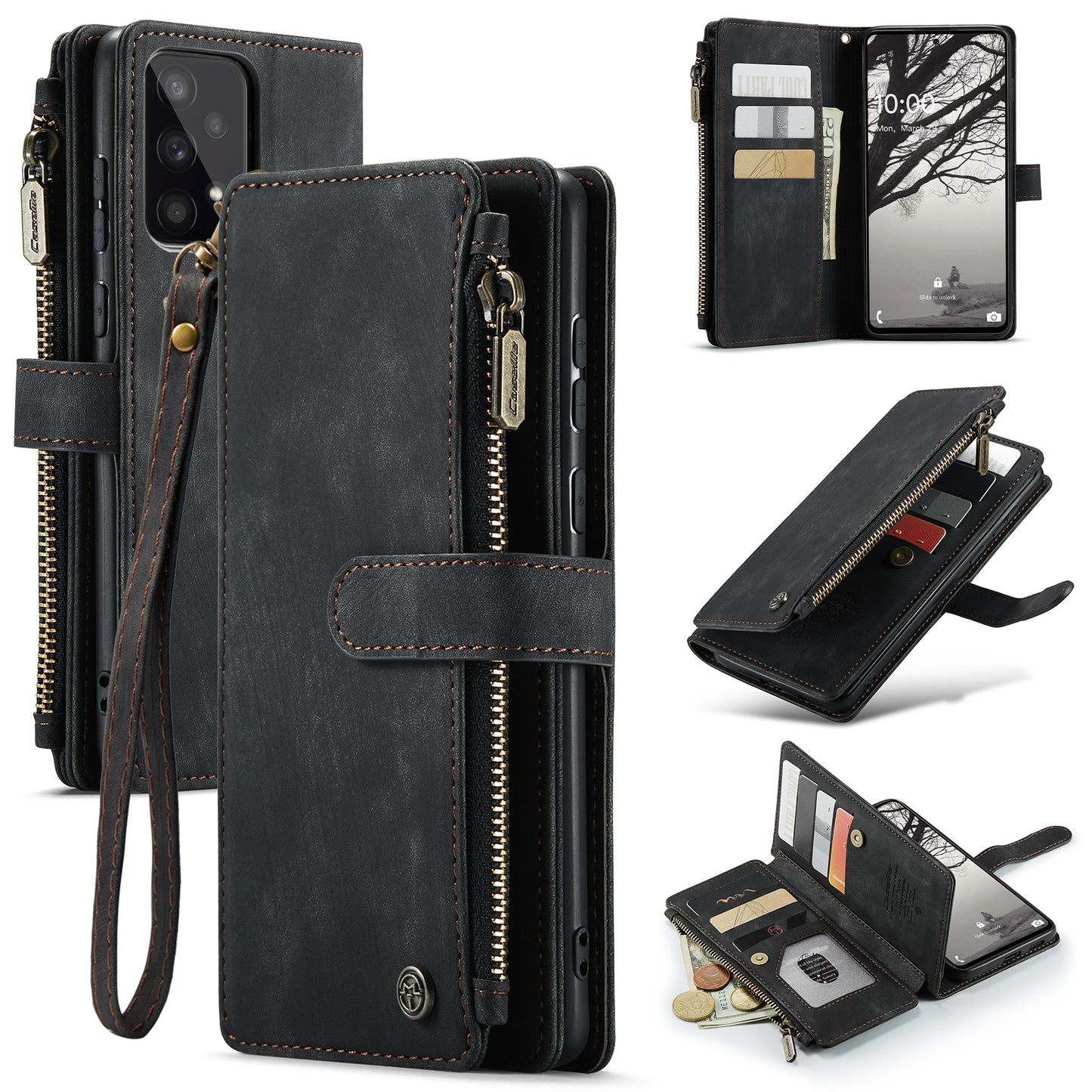 2-in-1 abnehmbare Leder-Brieftaschenhülle für Samsung Galaxy