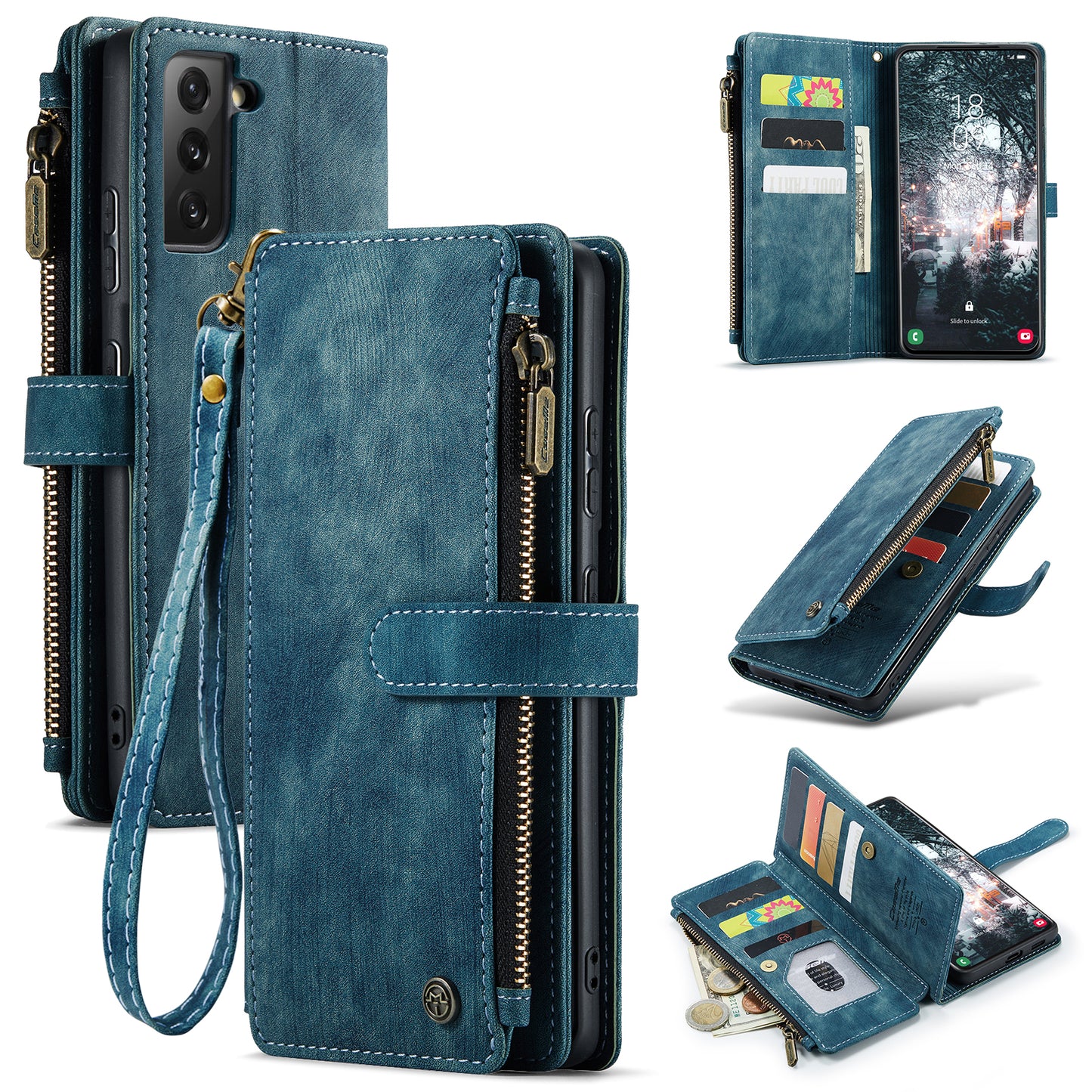 2-in-1 abnehmbare Leder-Brieftaschenhülle für Samsung Galaxy