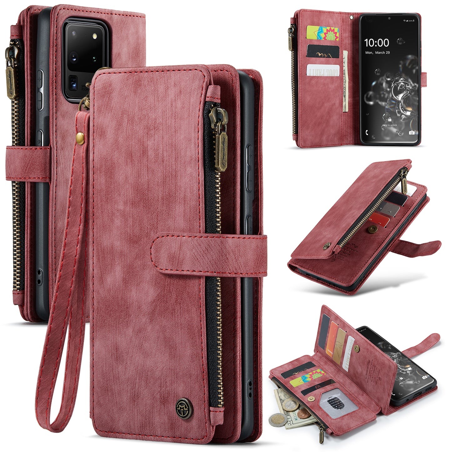 2-in-1 abnehmbare Leder-Brieftaschenhülle für Samsung Galaxy