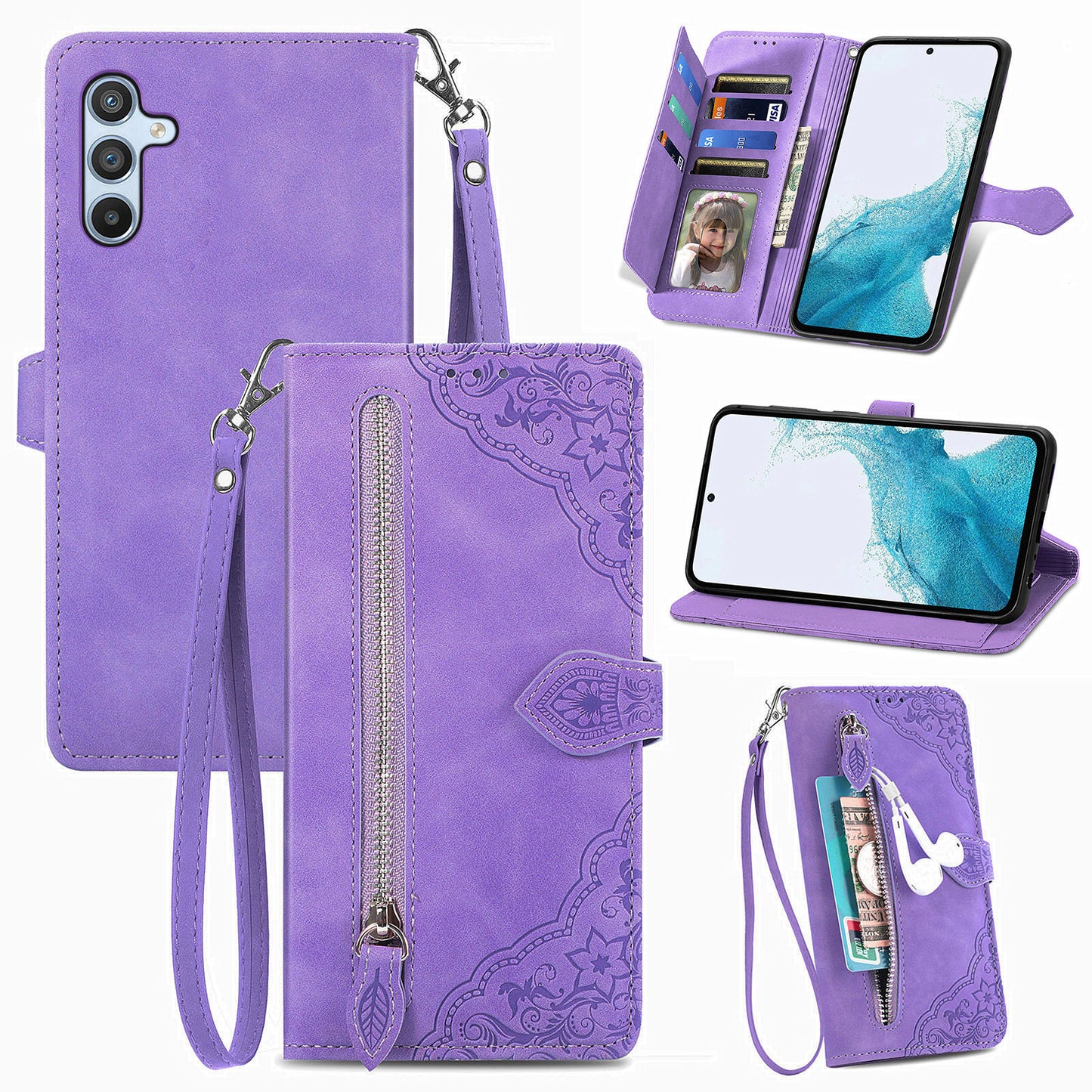 2-in-1 abnehmbare Leder-Brieftaschenhülle für Samsung Galaxy