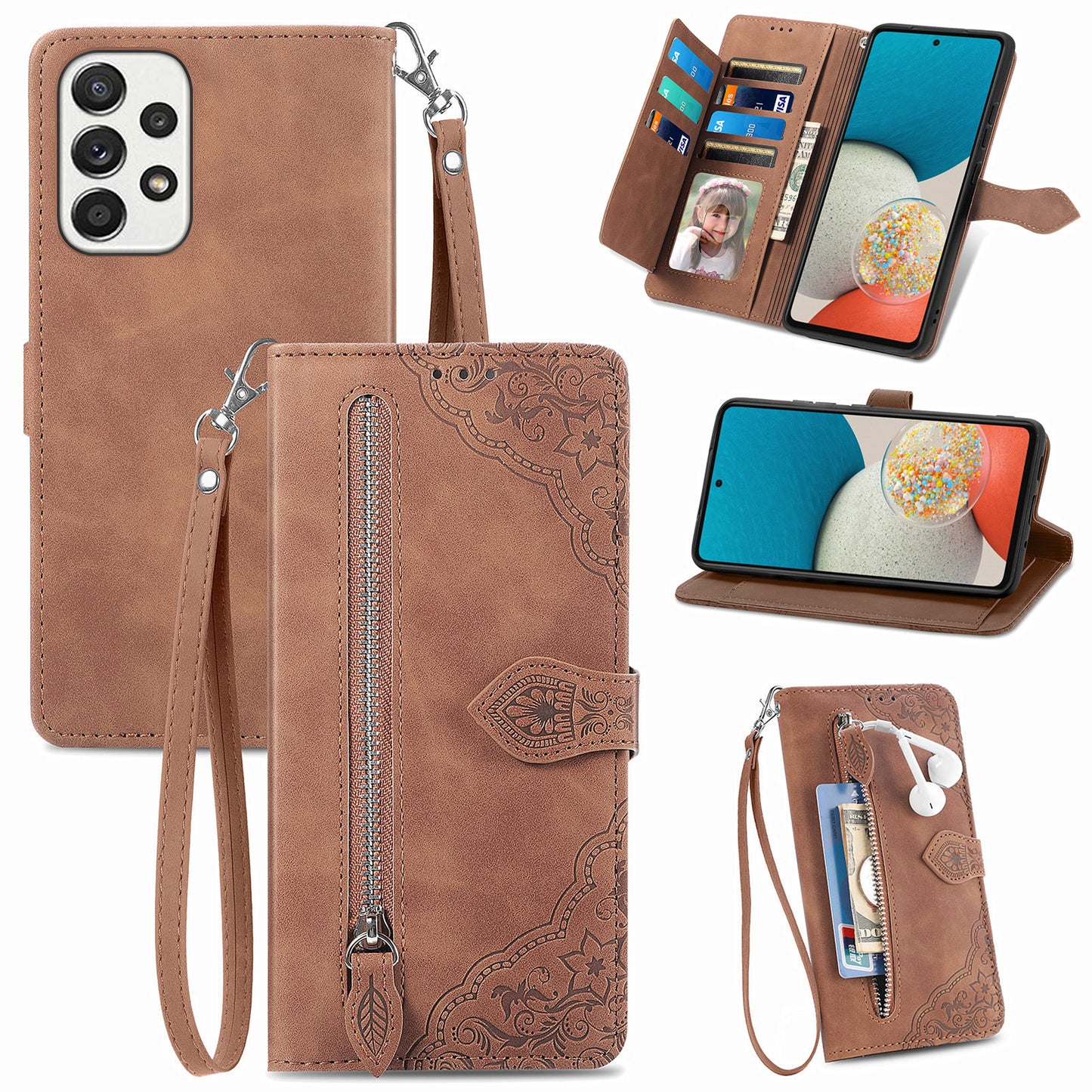 2-in-1 abnehmbare Leder-Brieftaschenhülle für Samsung Galaxy