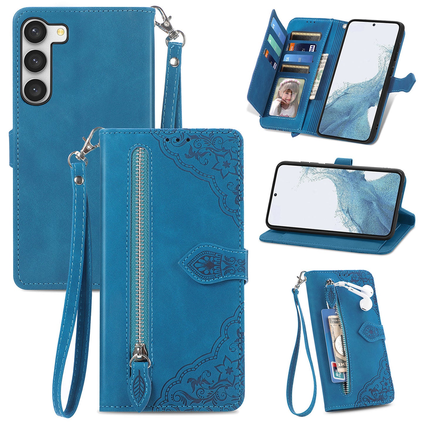 2-in-1 abnehmbare Leder-Brieftaschenhülle für Samsung Galaxy