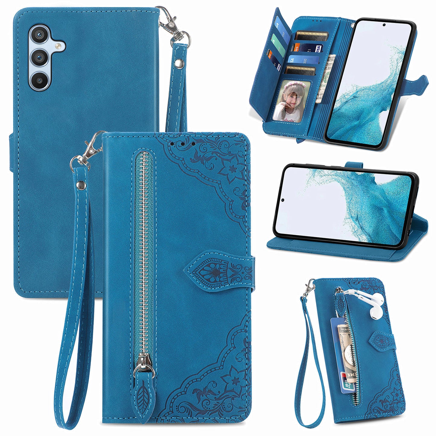 2-in-1 abnehmbare Leder-Brieftaschenhülle für Samsung Galaxy