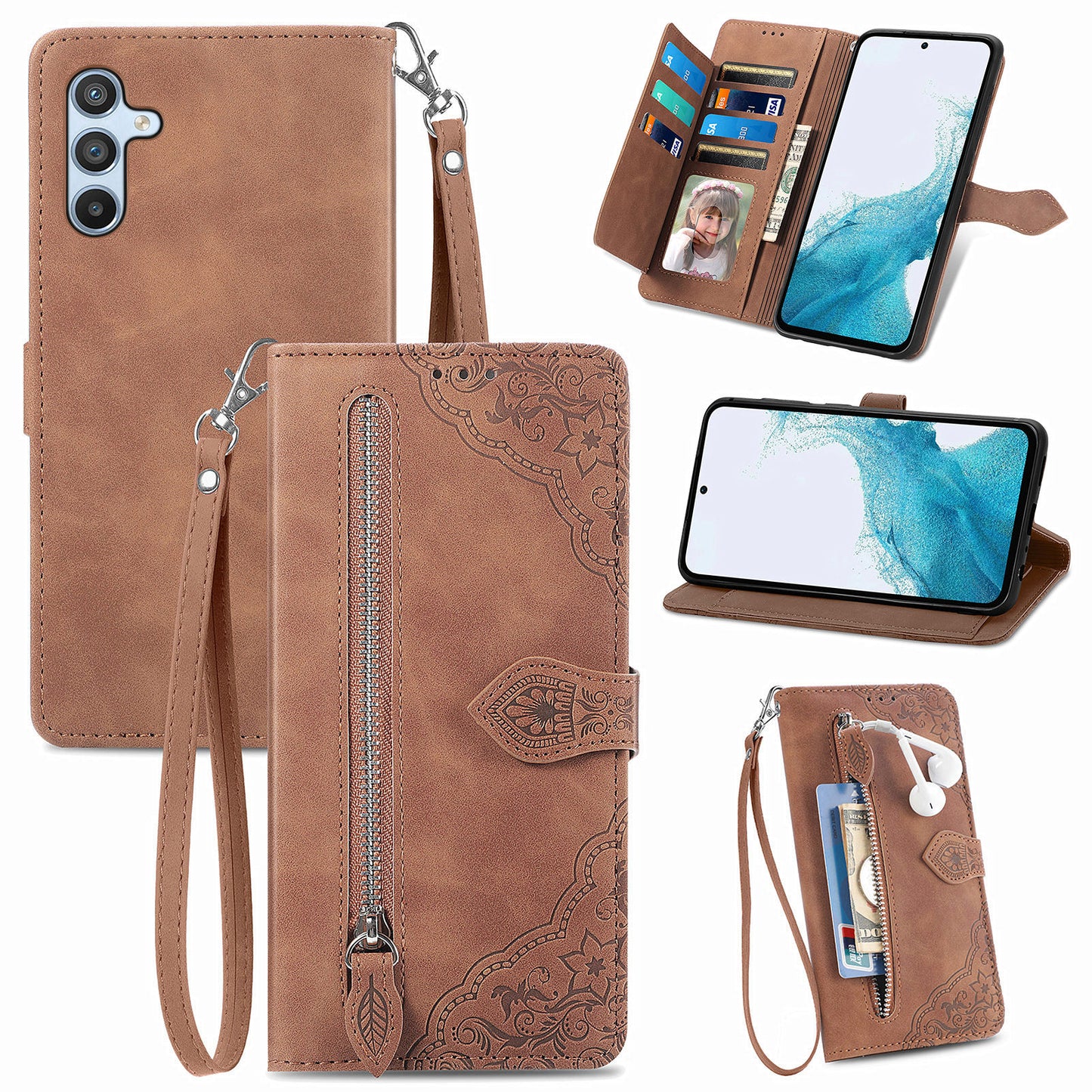 2-in-1 abnehmbare Leder-Brieftaschenhülle für Samsung Galaxy