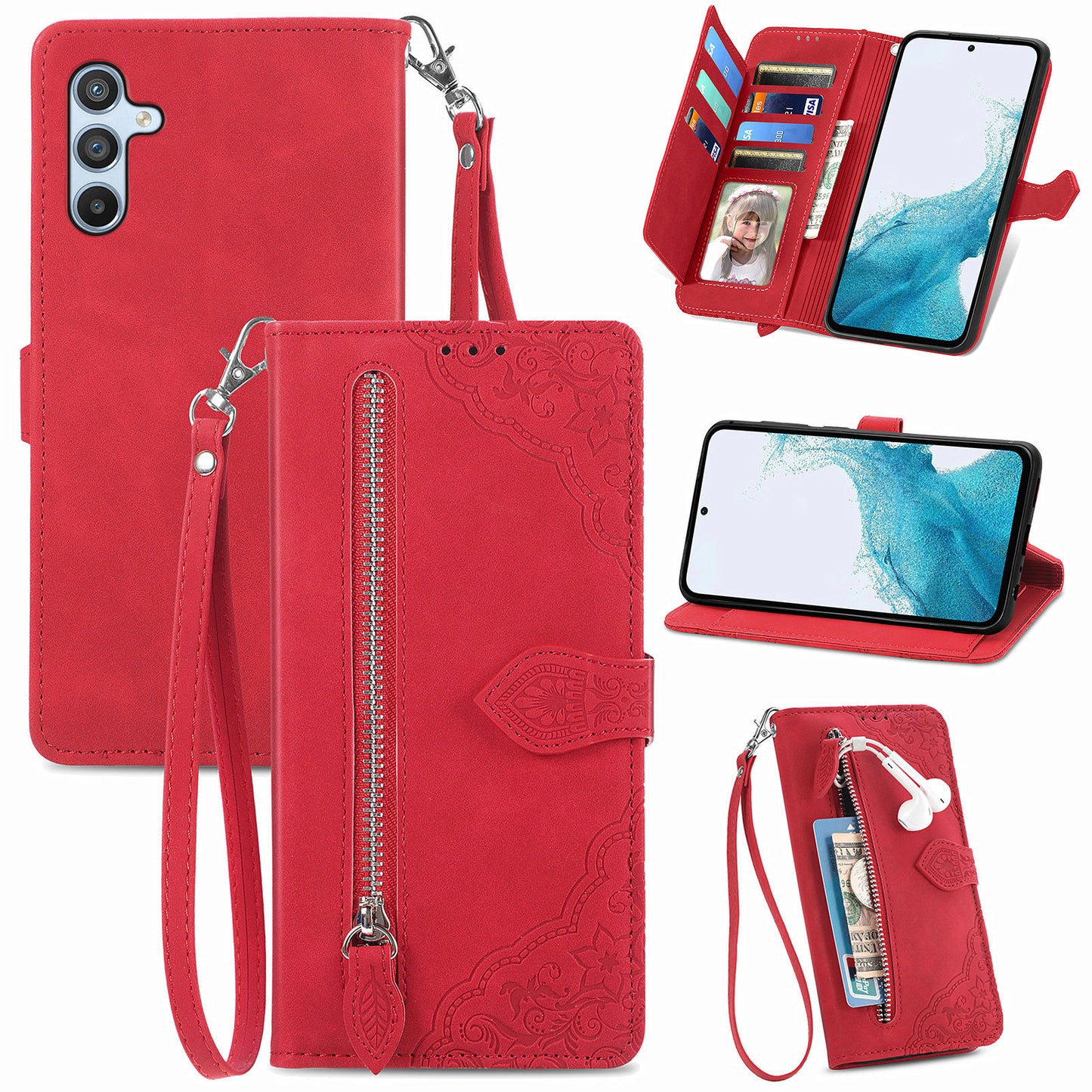 2-in-1 abnehmbare Leder-Brieftaschenhülle für Samsung Galaxy