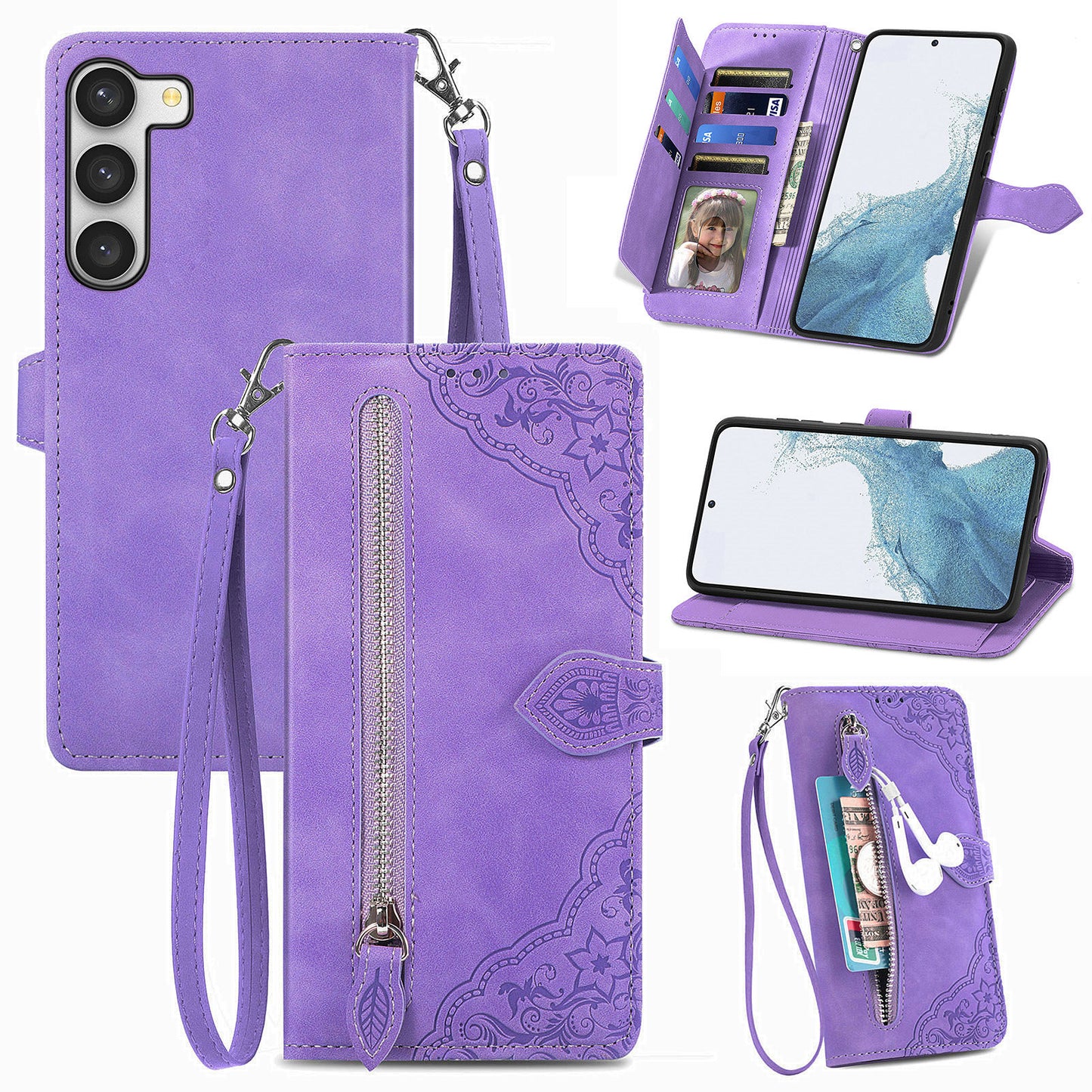 2-in-1 abnehmbare Leder-Brieftaschenhülle für Samsung Galaxy