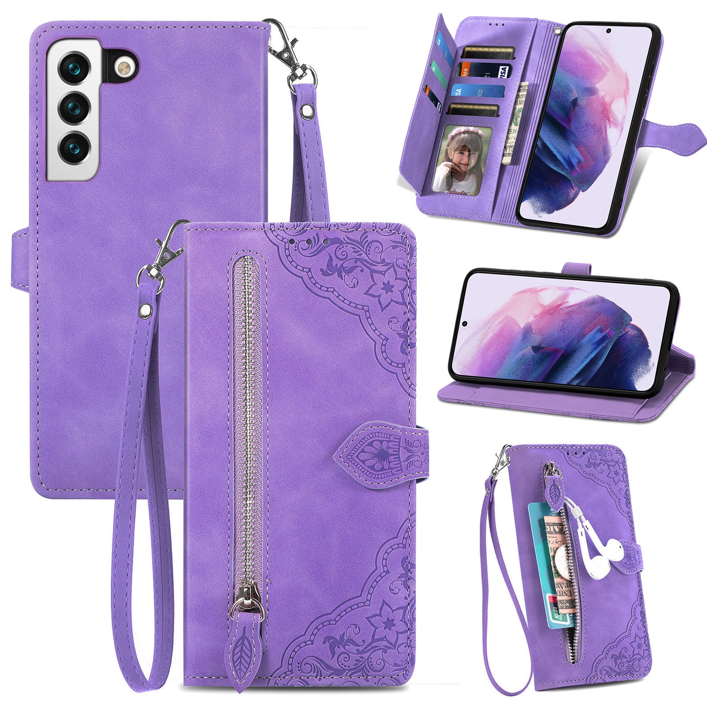 2-in-1 abnehmbare Leder-Brieftaschenhülle für Samsung Galaxy